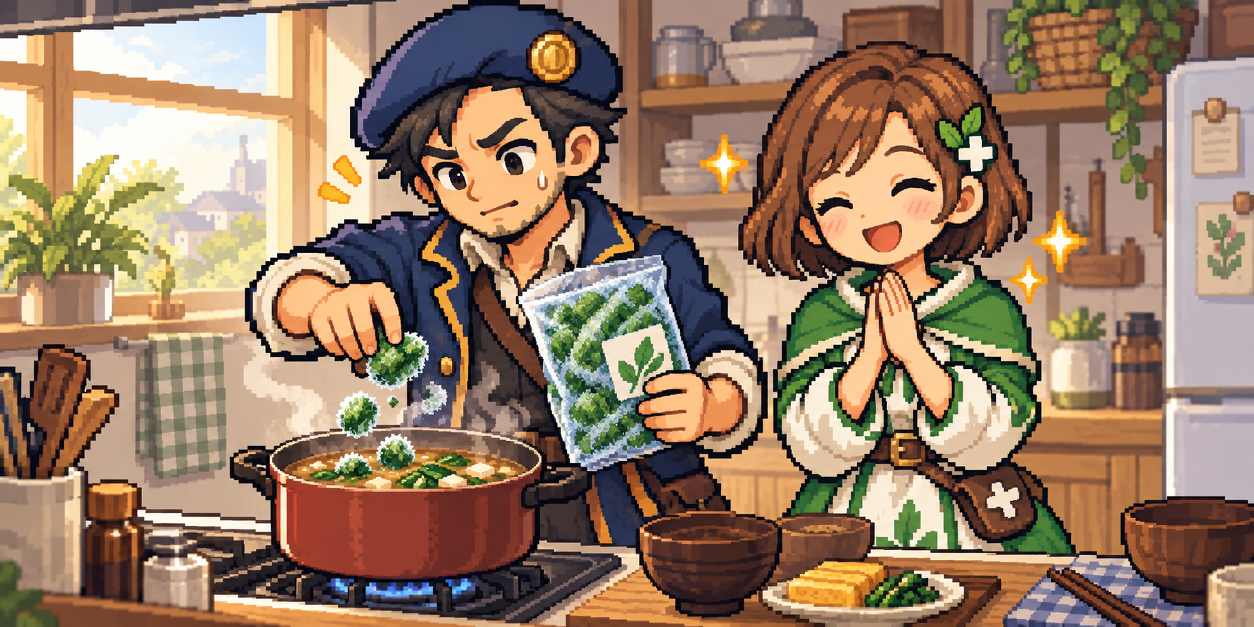 冷凍小松菜の食材紹介イラスト