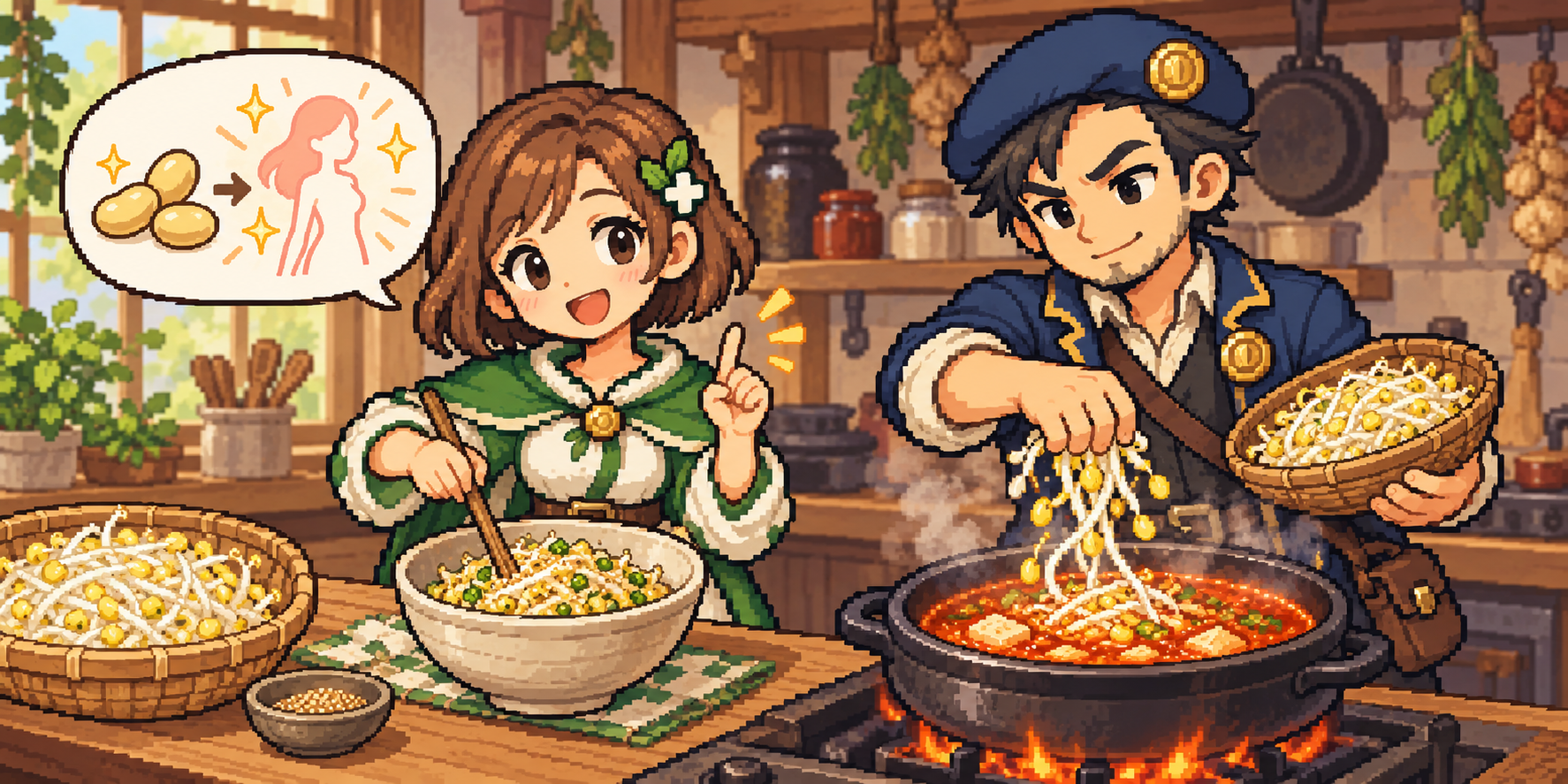大豆もやしの食材紹介イラスト