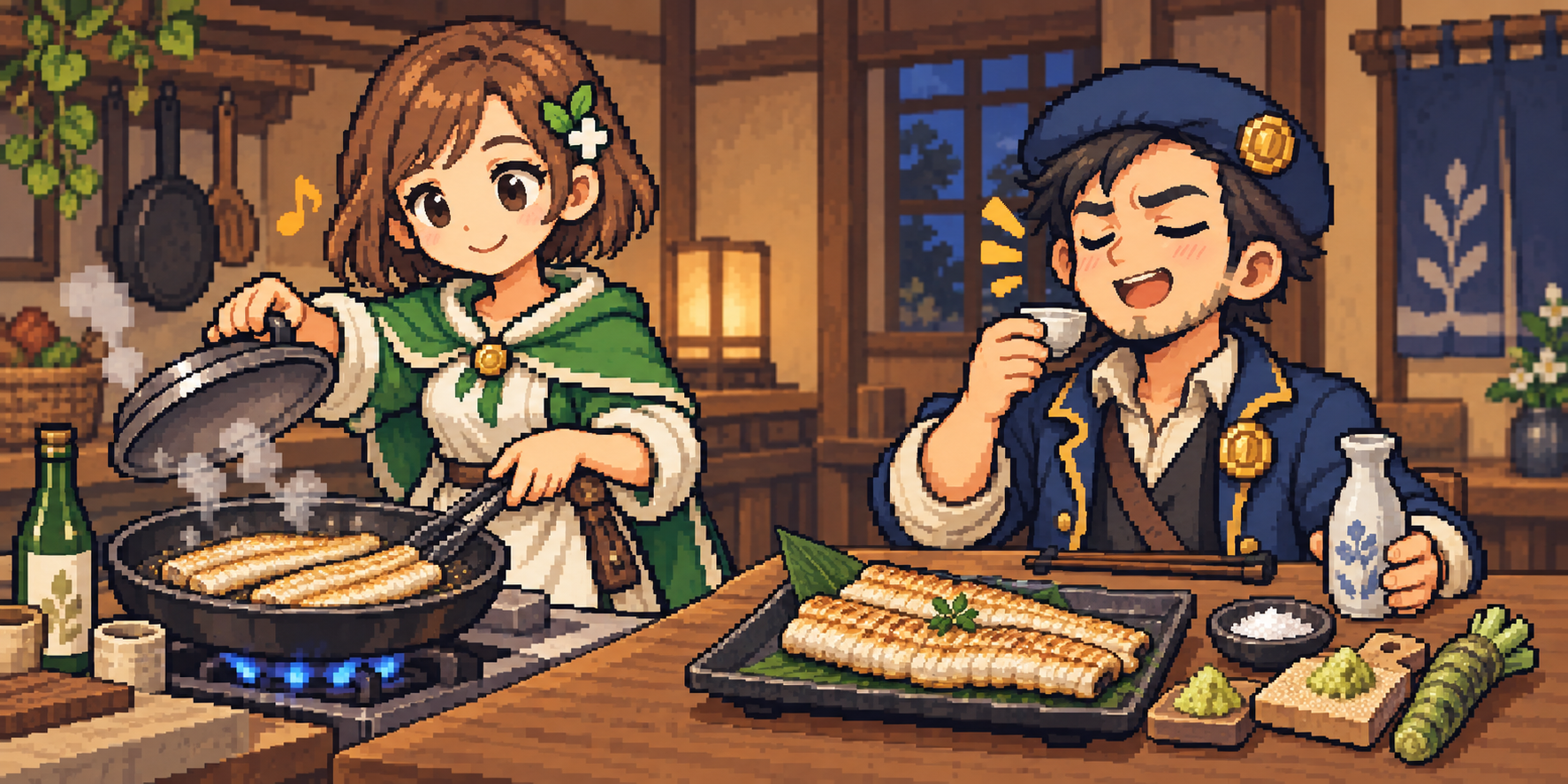 うなぎ白焼きの食材紹介イラスト