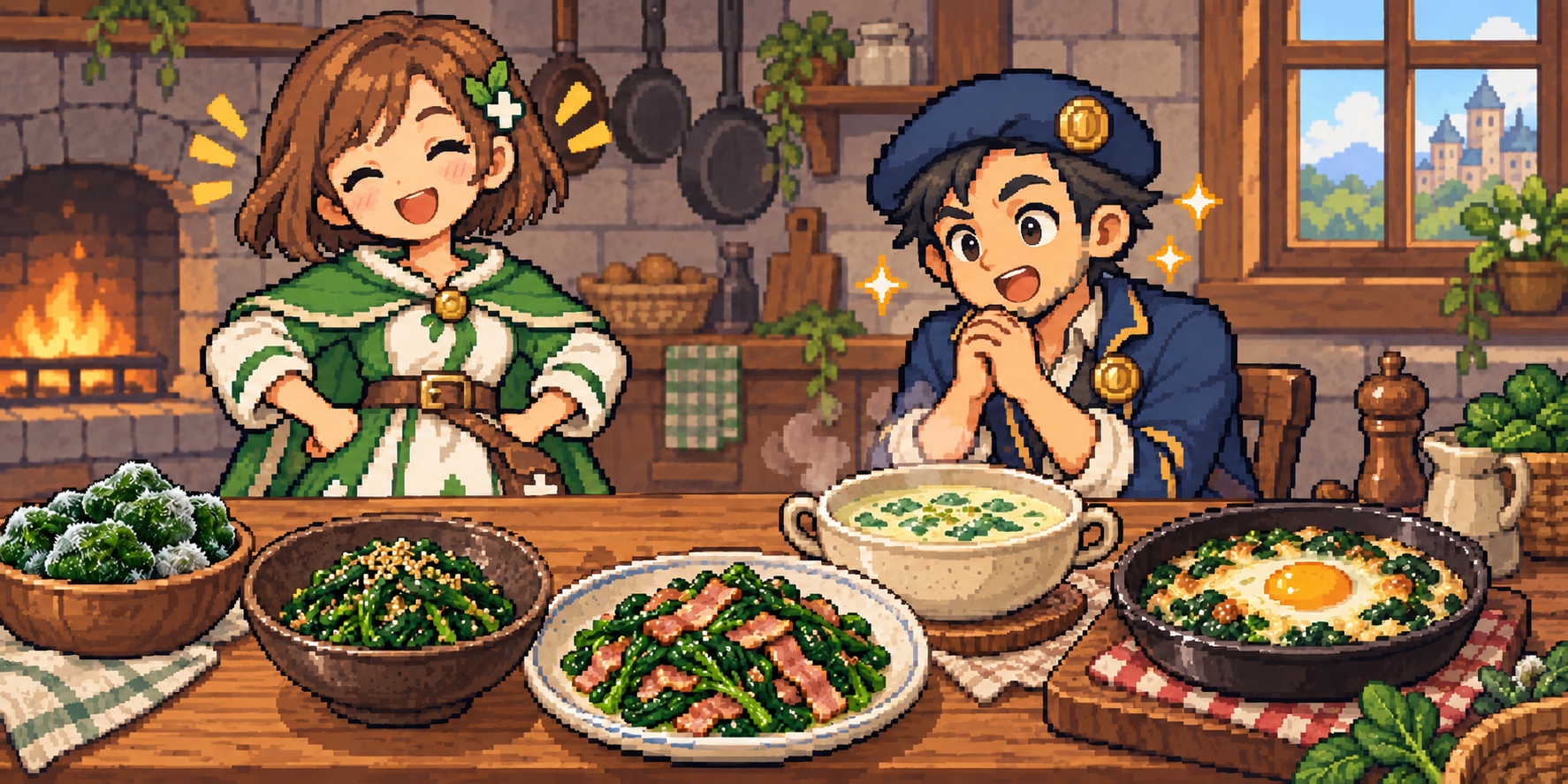 冷凍ほうれん草の食材紹介イラスト