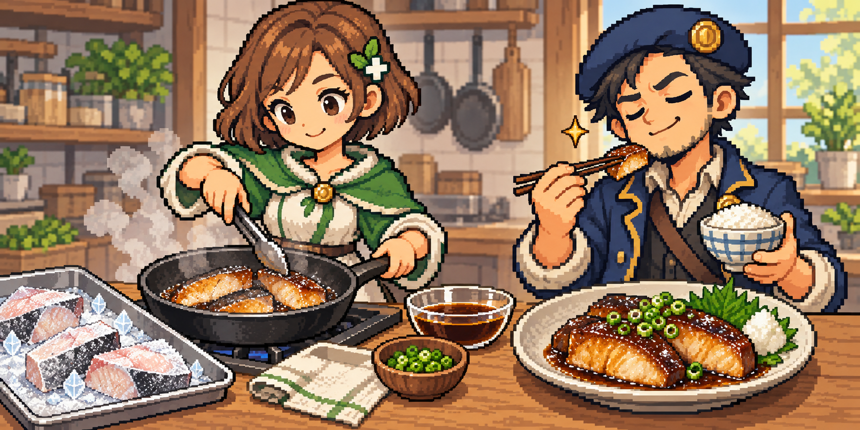 冷凍ブリの食材紹介イラスト
