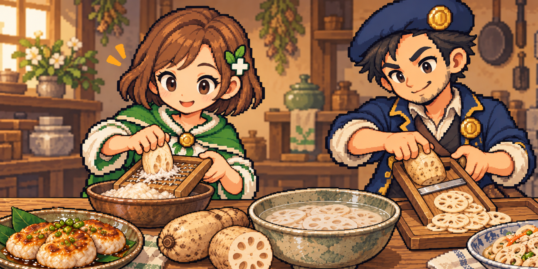 生れんこんの食材紹介イラスト