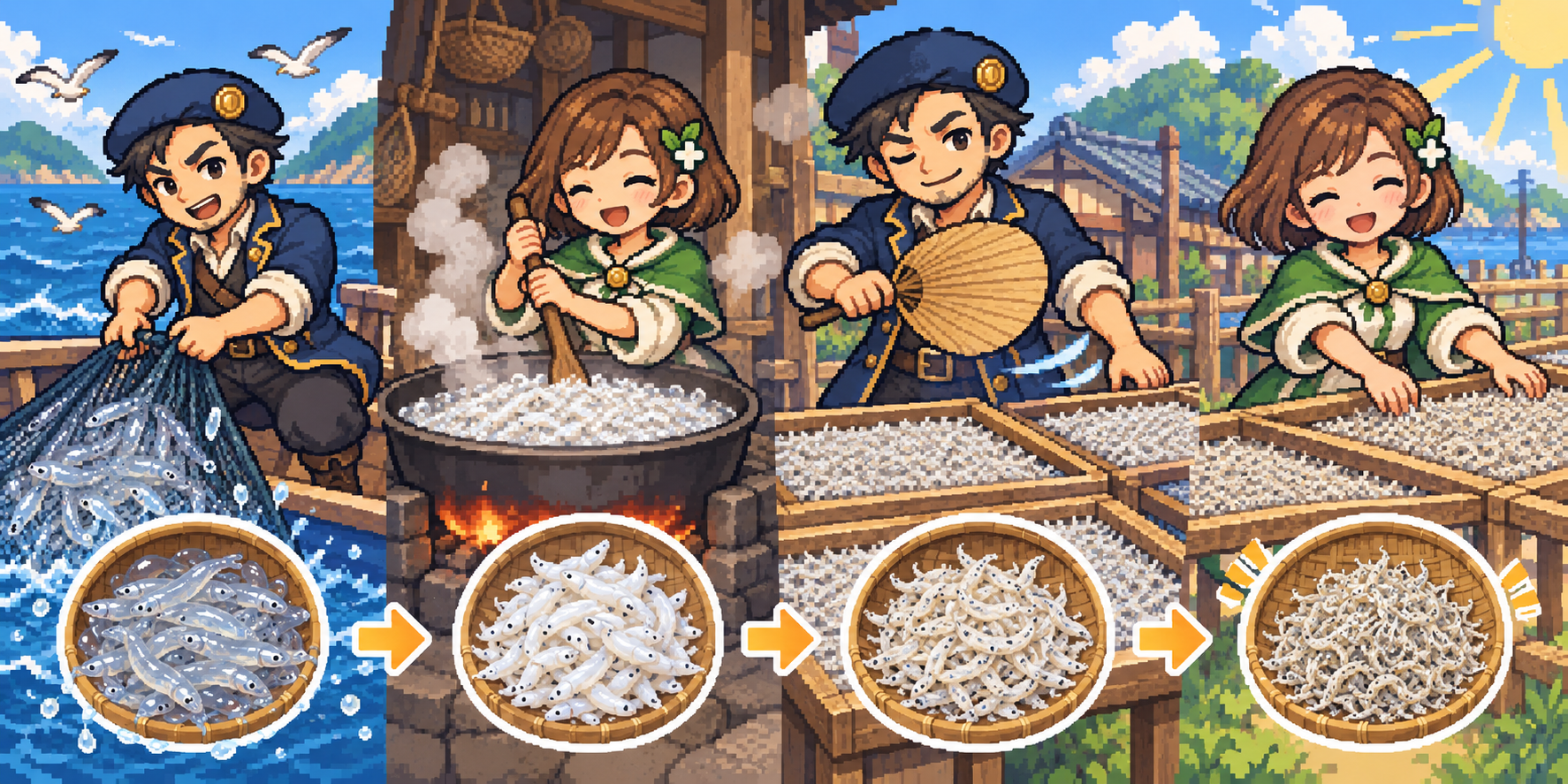 釜揚げしらすの食材紹介イラスト