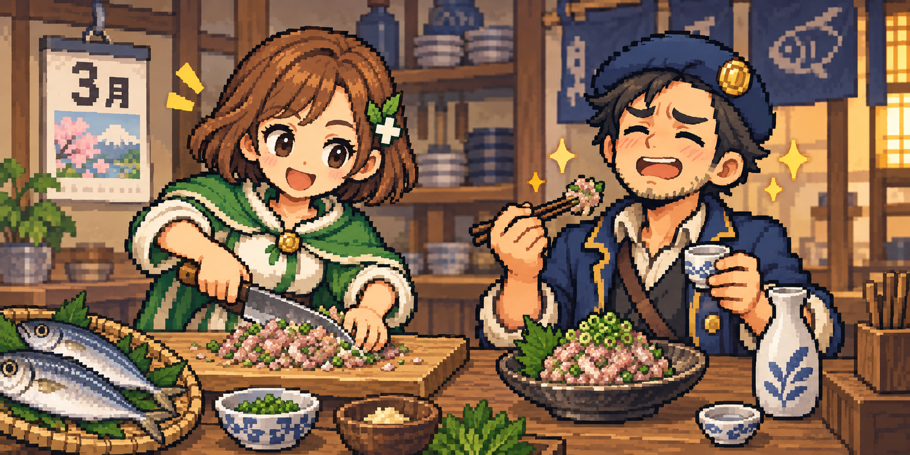 生アジの食材紹介イラスト