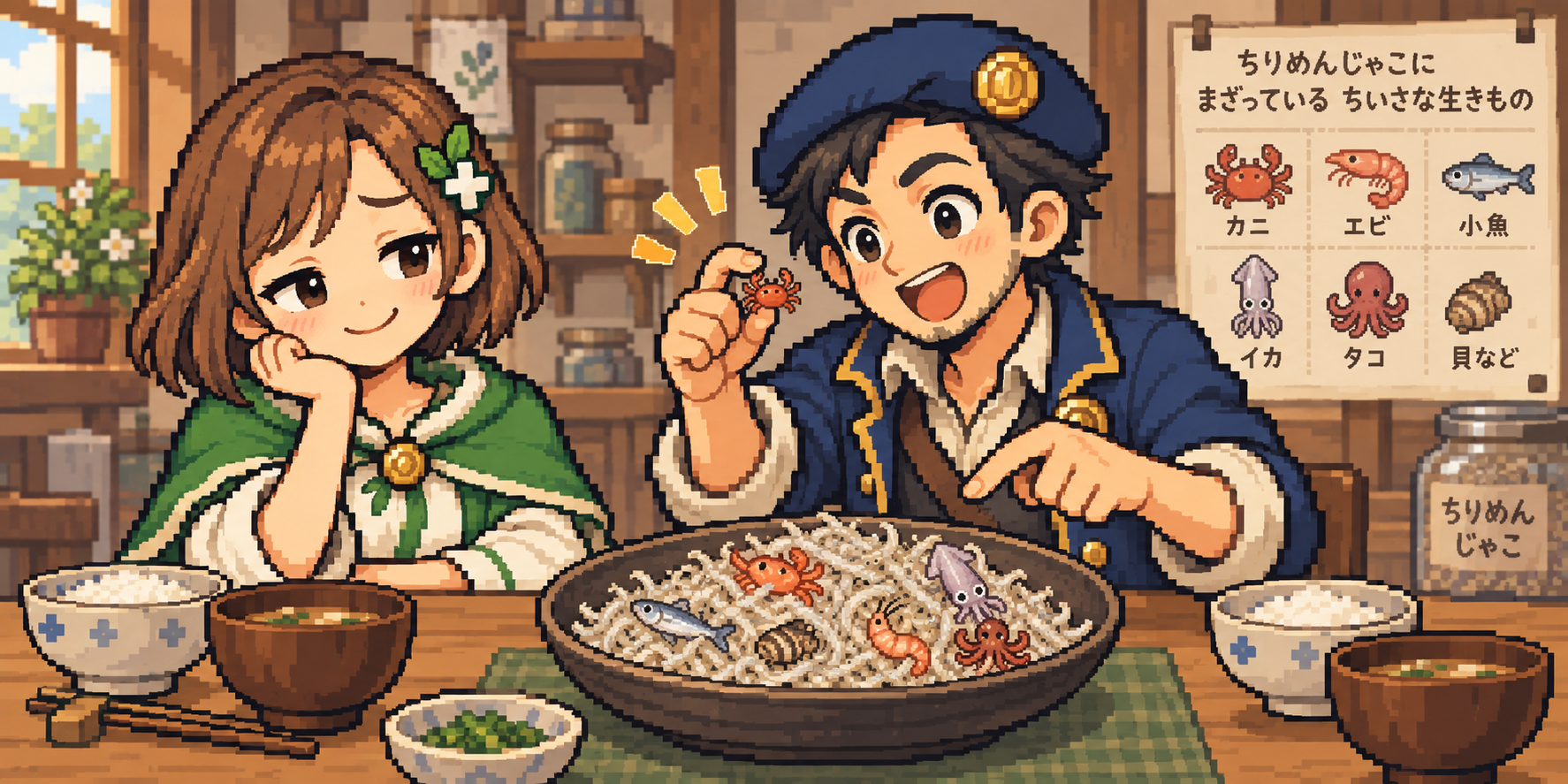 釜揚げしらすの食材紹介イラスト