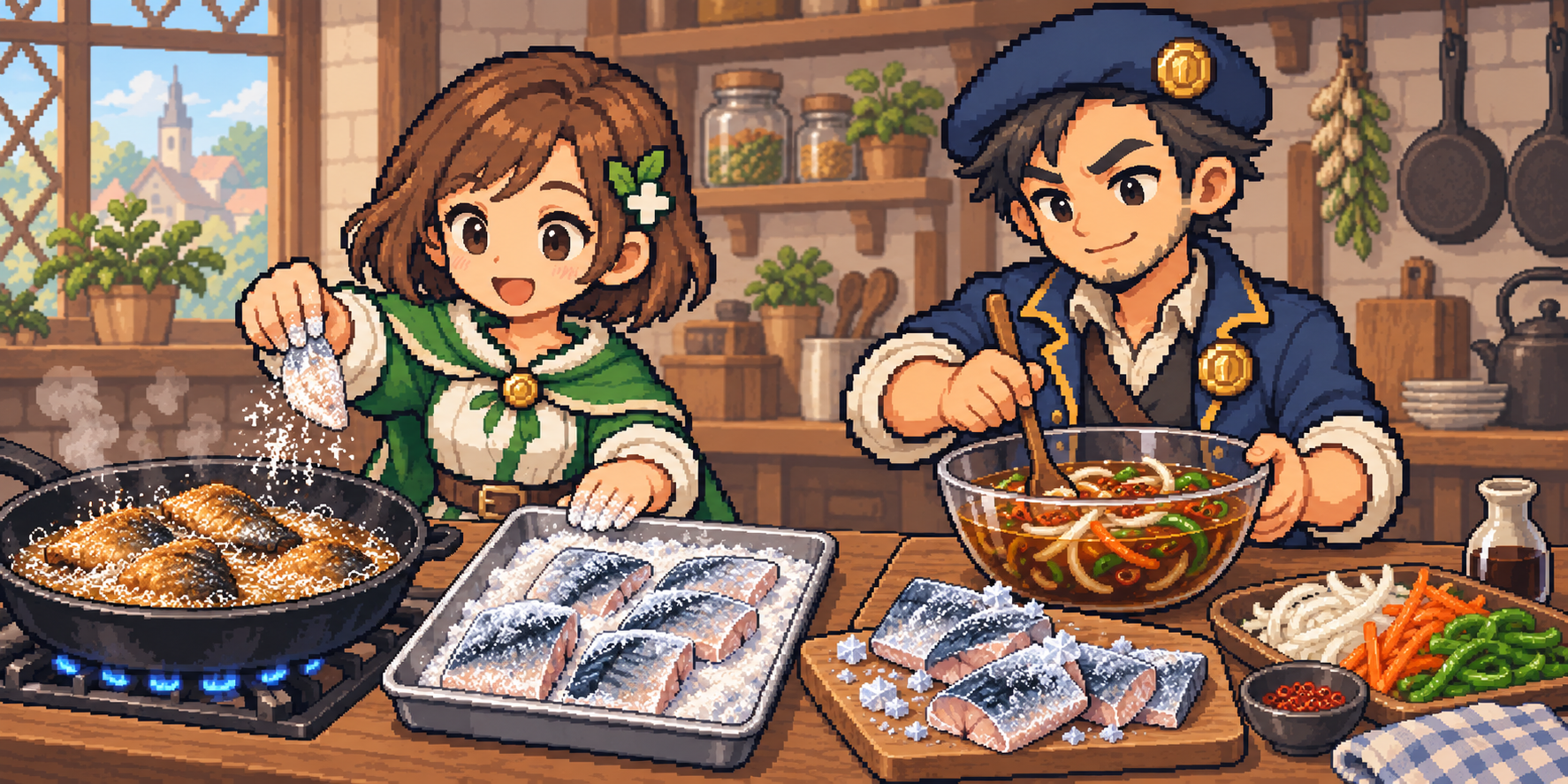 冷凍アジの食材紹介イラスト