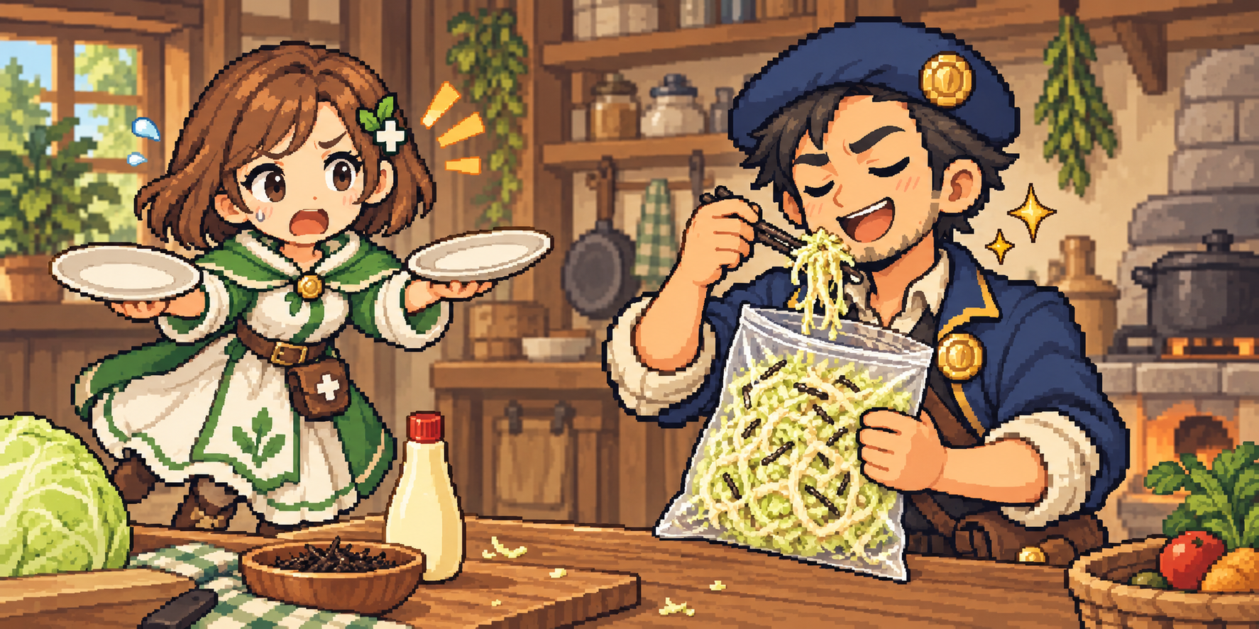 千切りキャベツの食材紹介イラスト