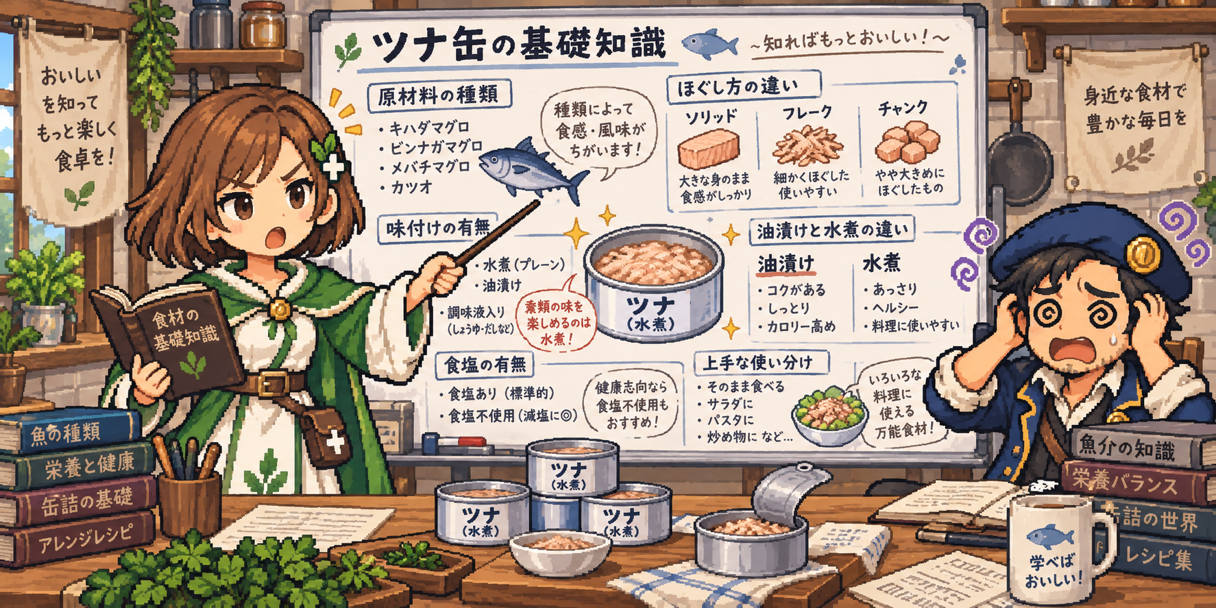 ツナ缶・水煮の食材紹介イラスト