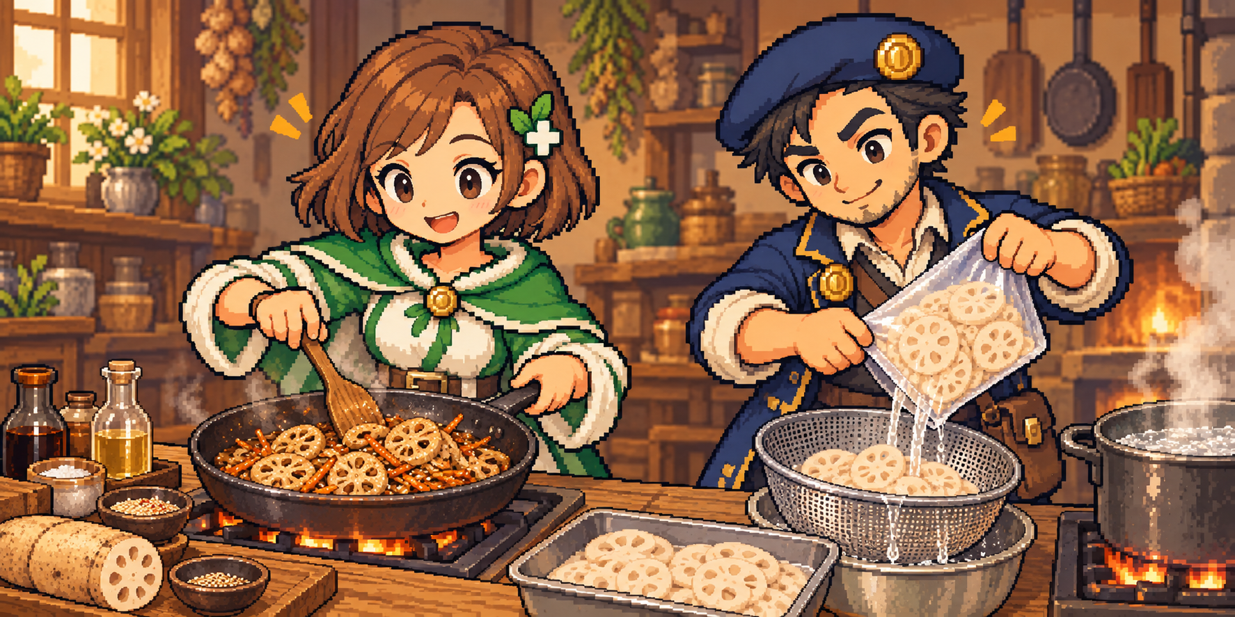 水煮れんこんの食材紹介イラスト