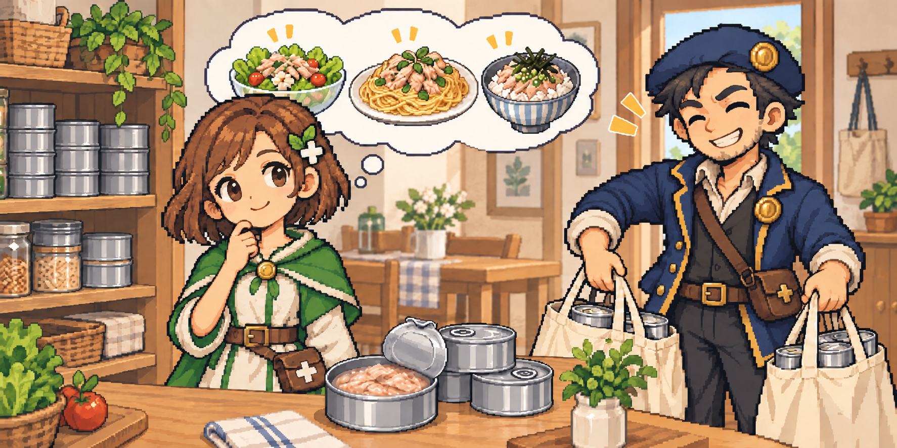 ツナ缶・油漬けの食材紹介イラスト