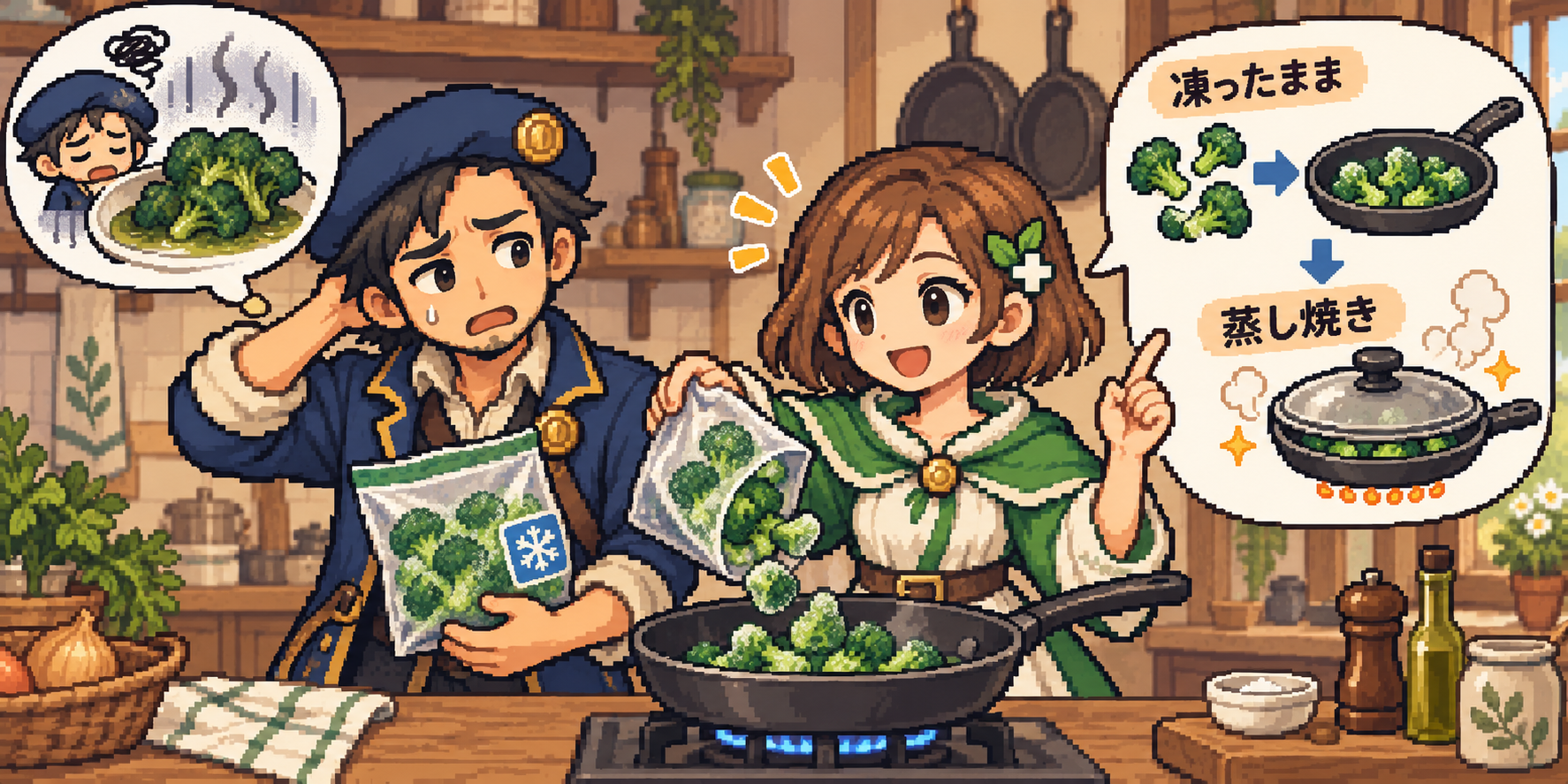 冷凍ブロッコリーの食材紹介イラスト