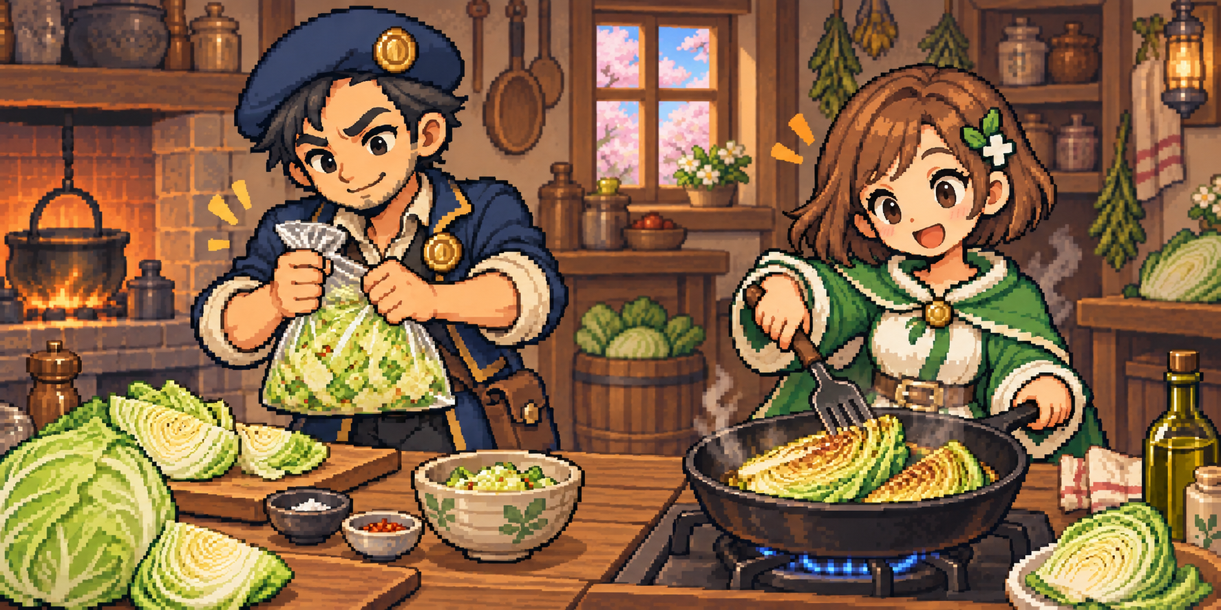 春キャベツの食材紹介イラスト