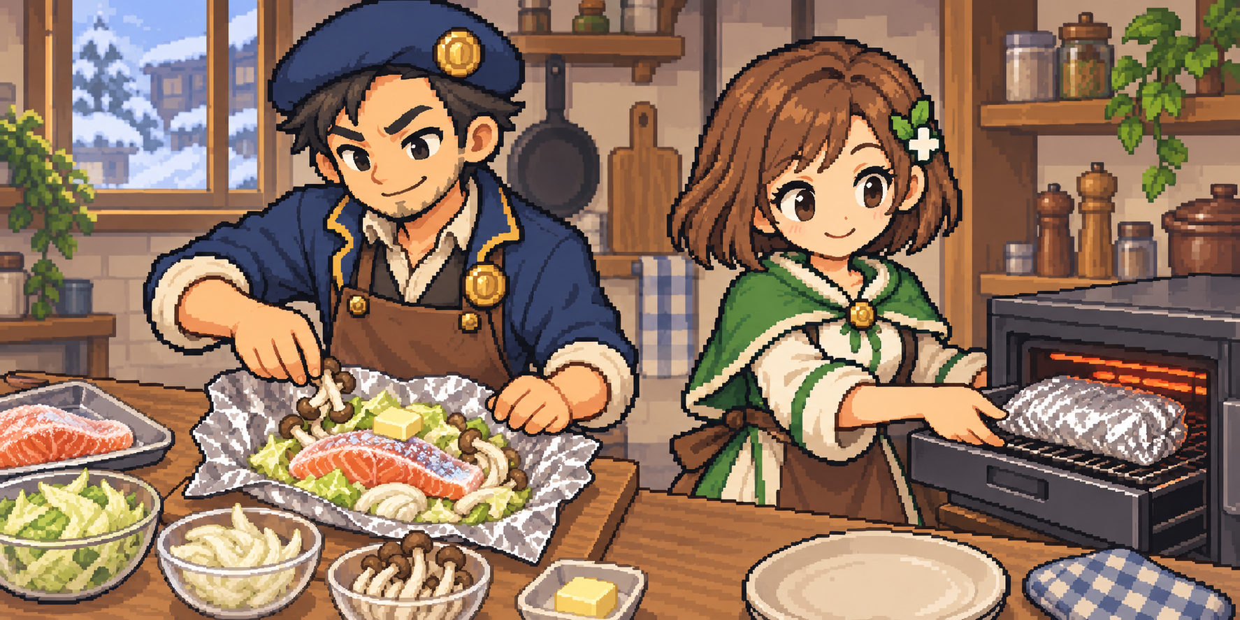 冷凍鮭の食材紹介イラスト