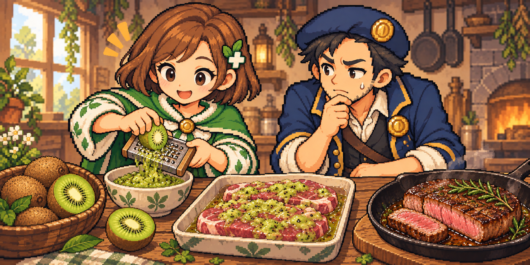 グリーンキウイの食材紹介イラスト