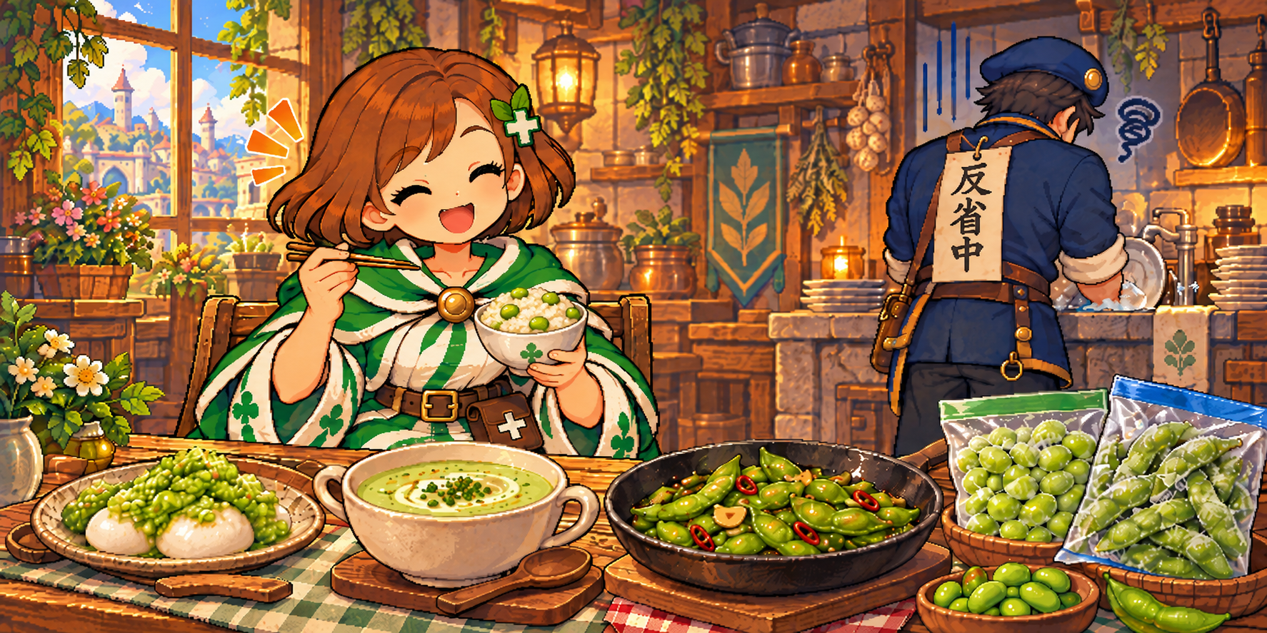冷凍枝豆の食材紹介イラスト