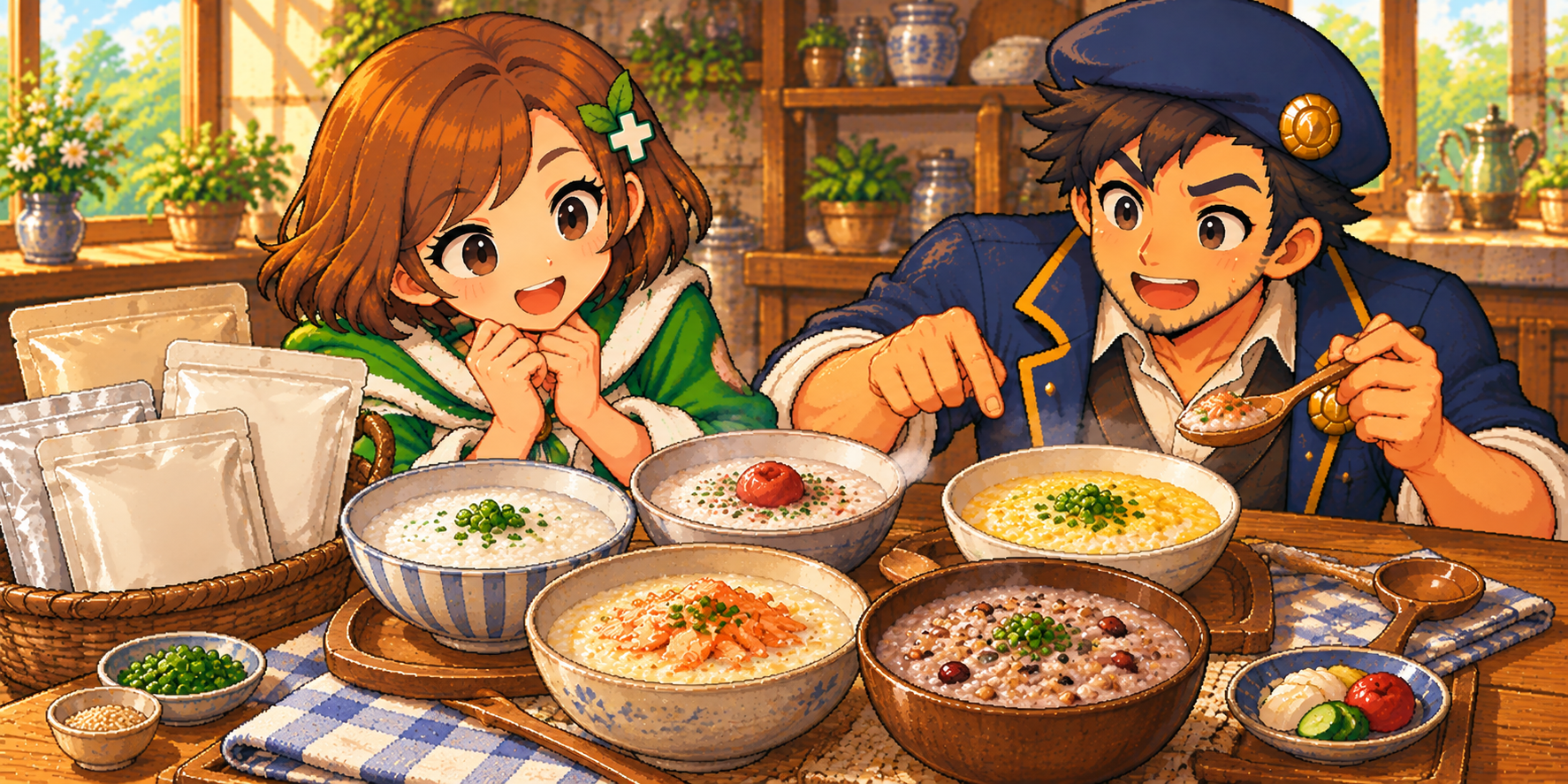 レトルト粥の食材紹介イラスト