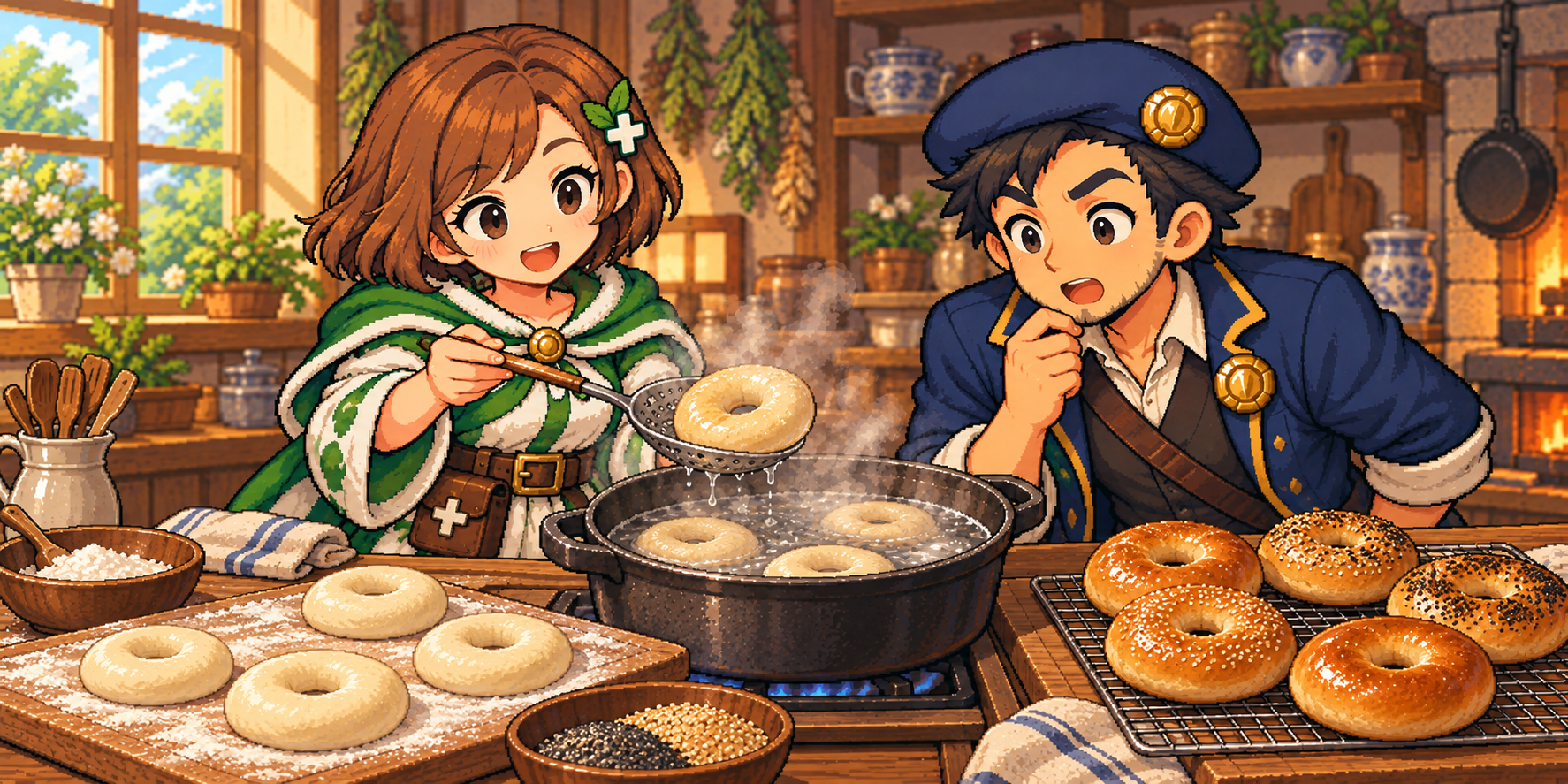 ベーグルの食材紹介イラスト