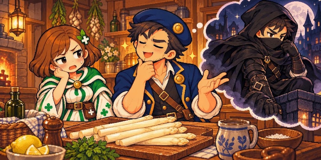 ホワイトアスパラガスの食材紹介イラスト