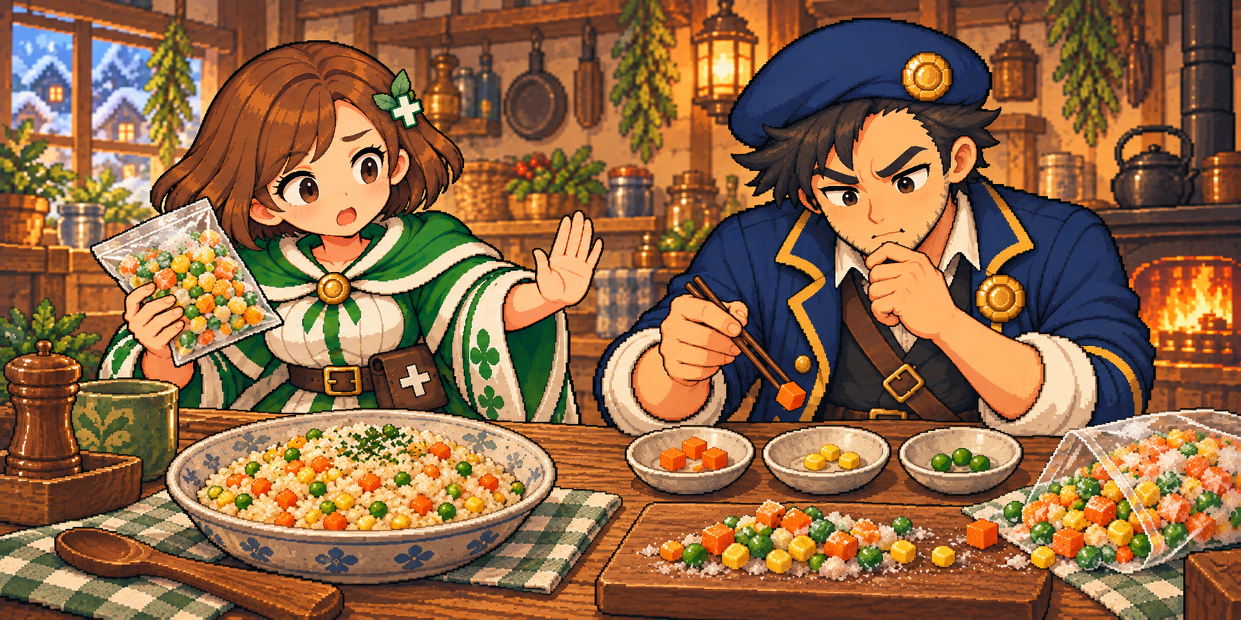 冷凍ミックスベジタブルの食材紹介イラスト
