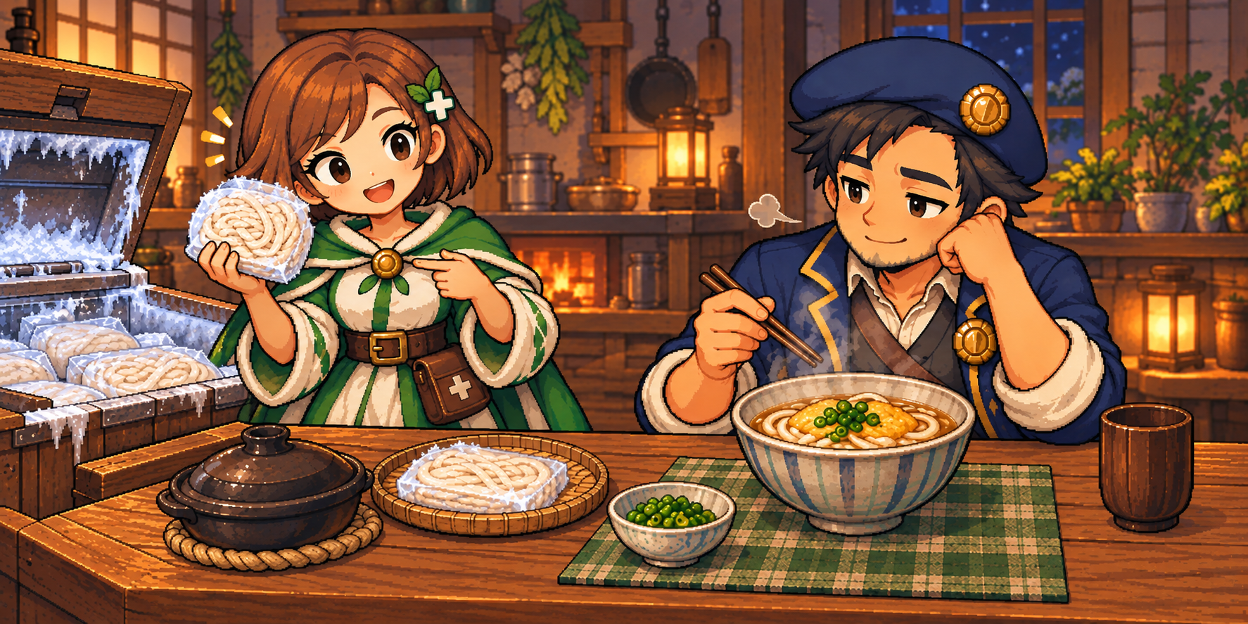 冷凍うどんの食材紹介イラスト