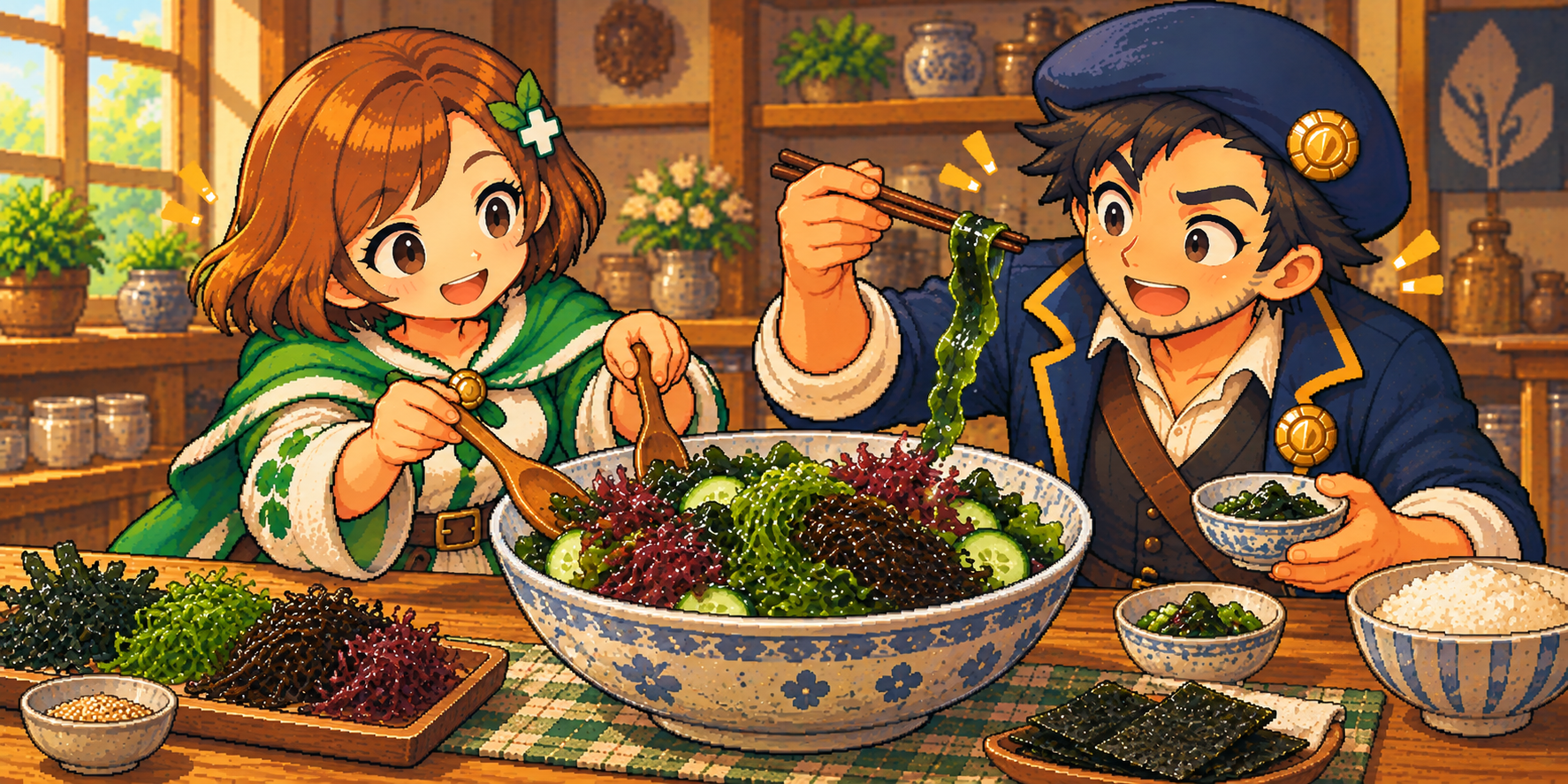 乾燥海藻サラダミックスの食材紹介イラスト
