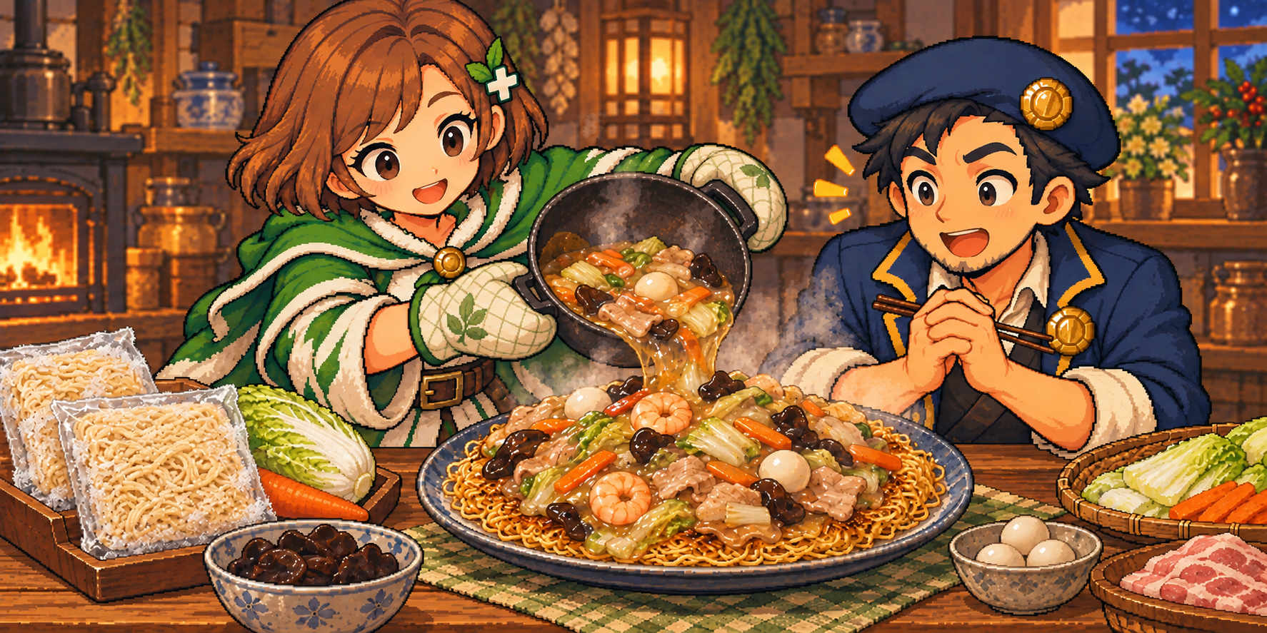 冷凍中華麺の食材紹介イラスト
