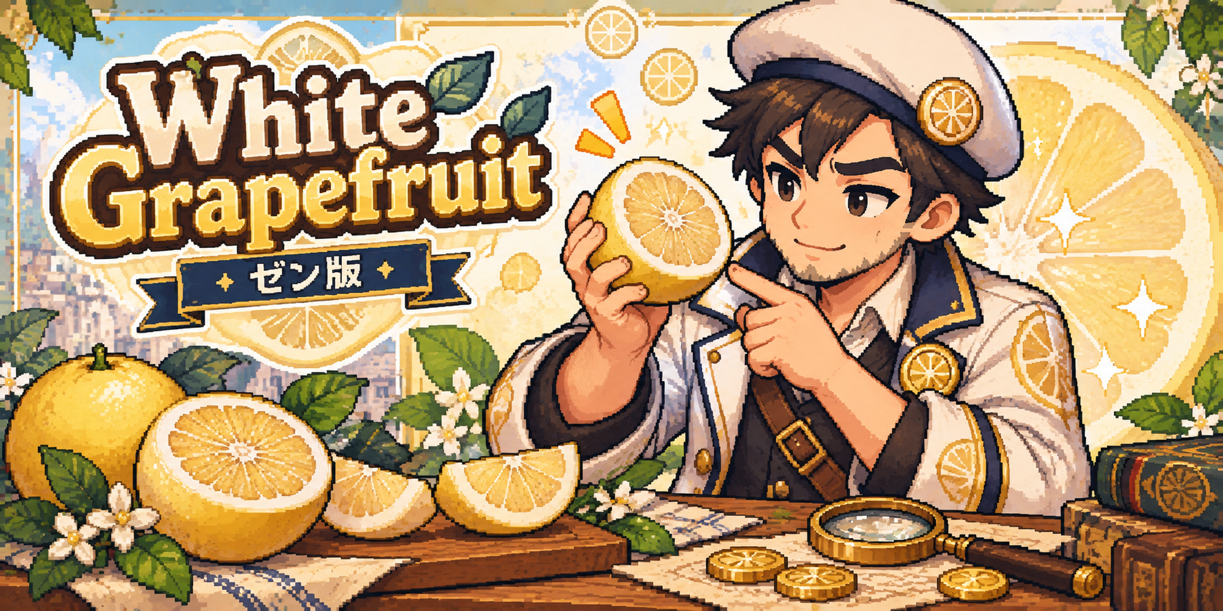 ホワイトグレープフルーツの食材紹介イラスト
