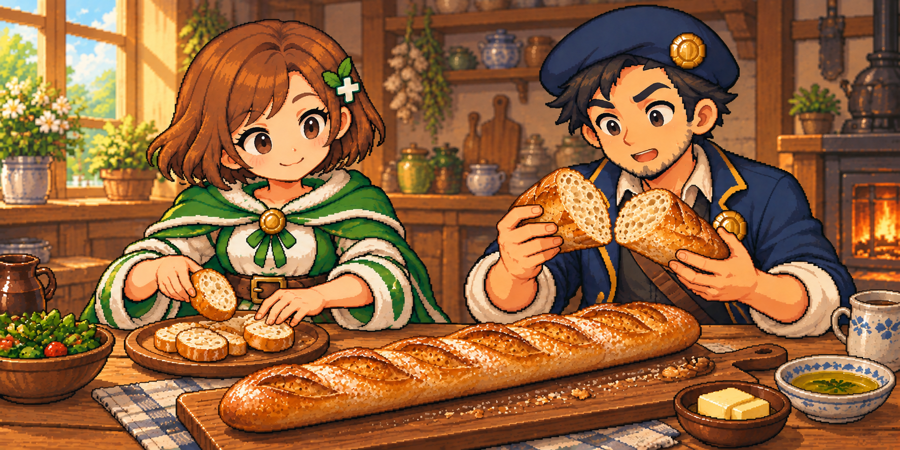フランスパンの食材紹介イラスト