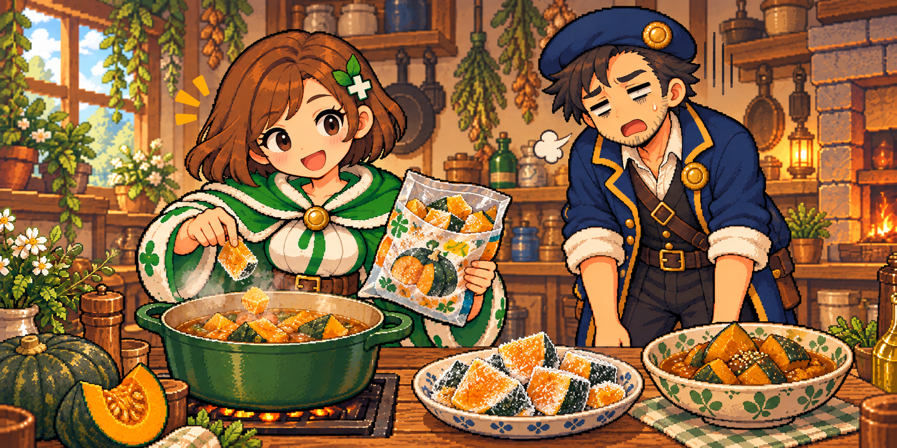 冷凍カボチャの食材紹介イラスト