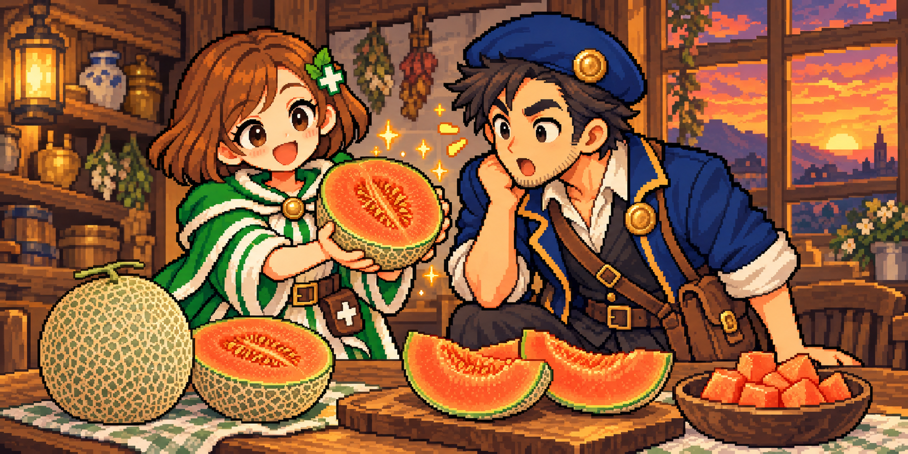 赤肉メロンの食材紹介イラスト