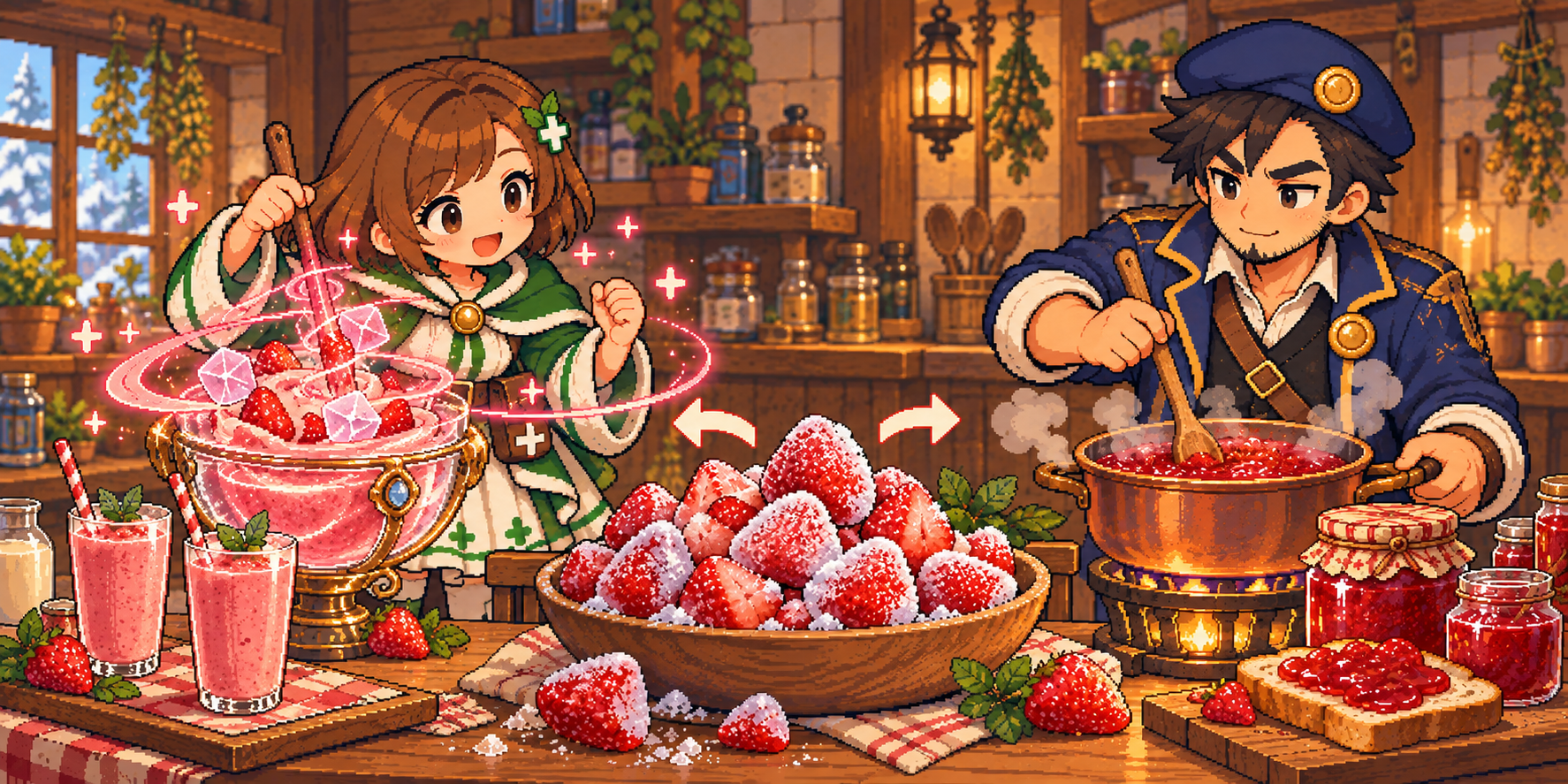 冷凍いちごの食材紹介イラスト