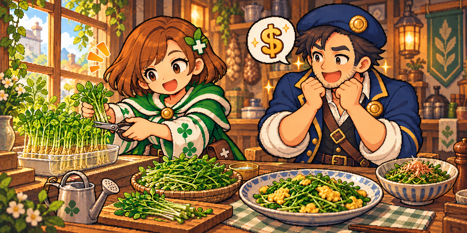 豆苗の食材紹介イラスト