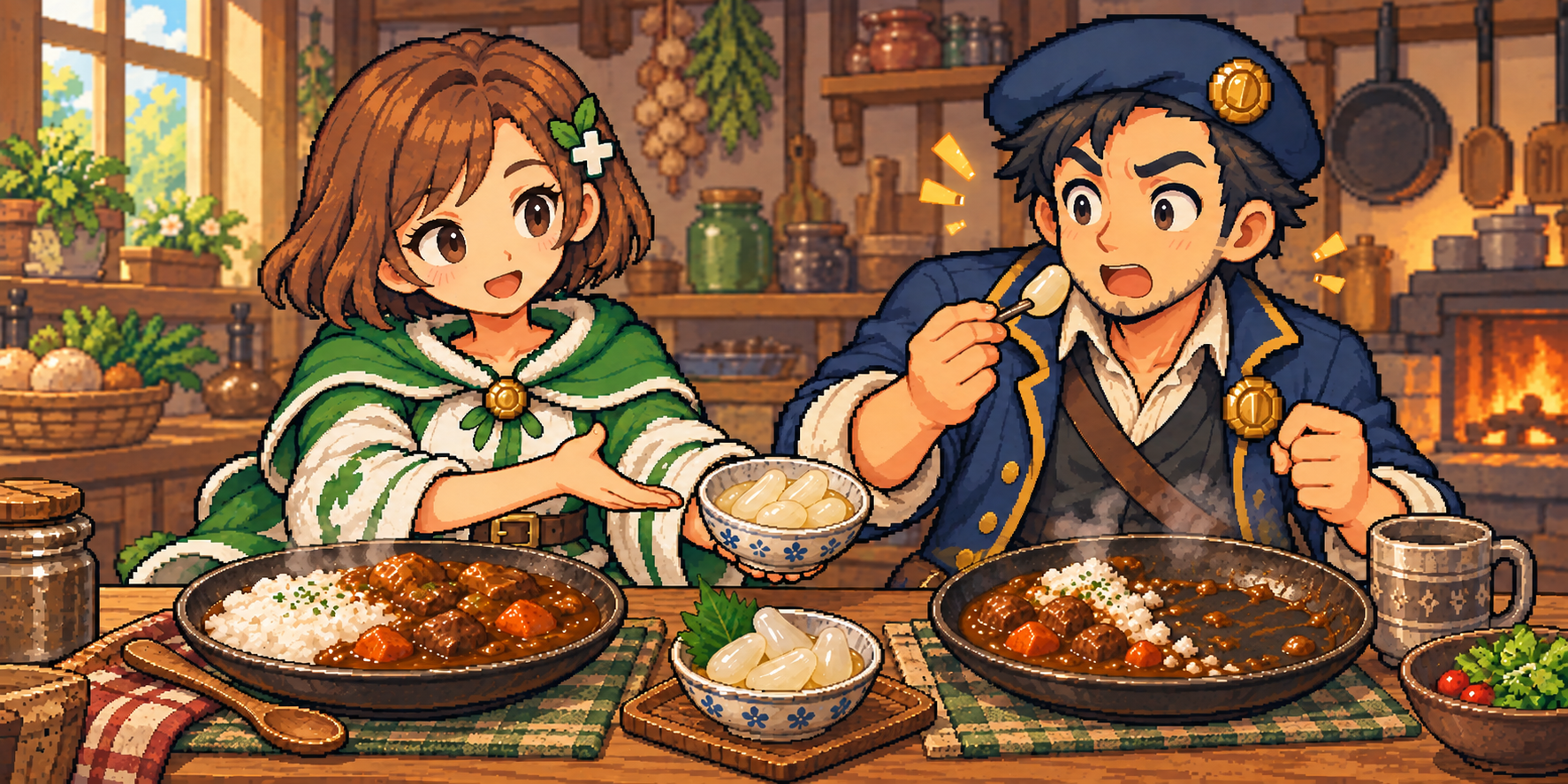 らっきょう漬けの食材紹介イラスト