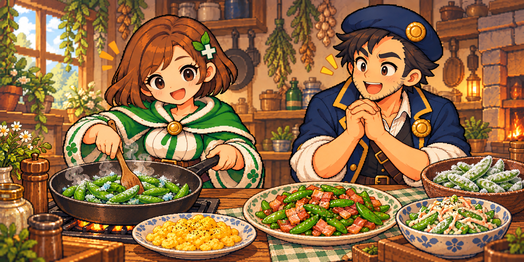 冷凍スナップエンドウの食材紹介イラスト