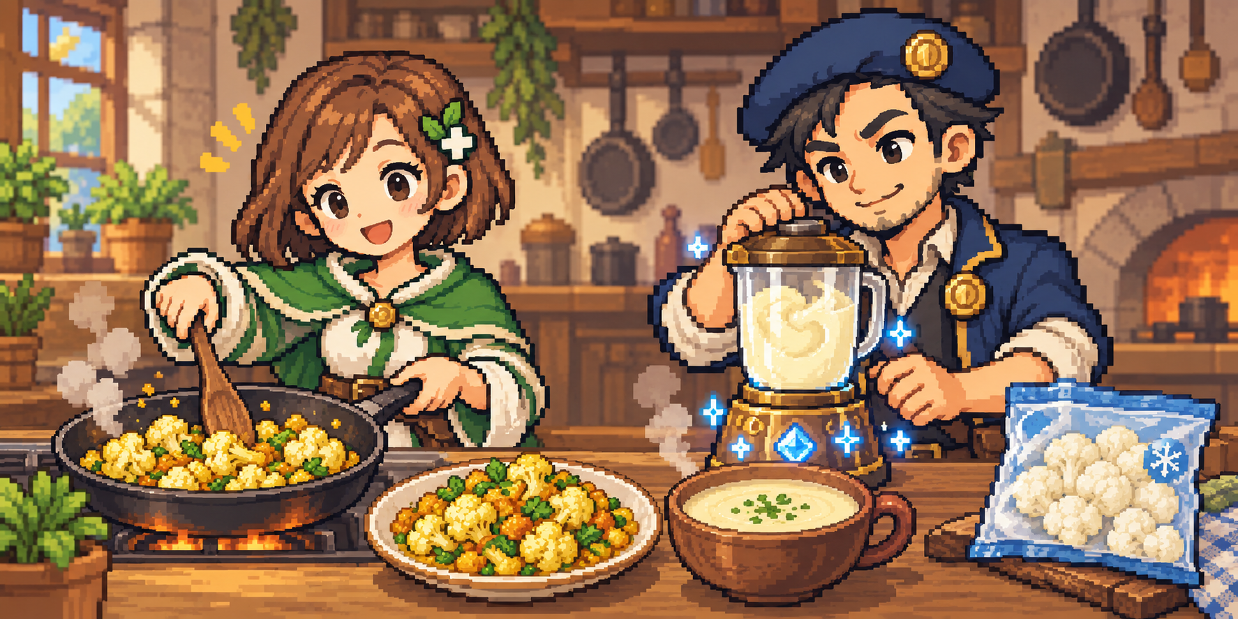 冷凍カリフラワーの食材紹介イラスト