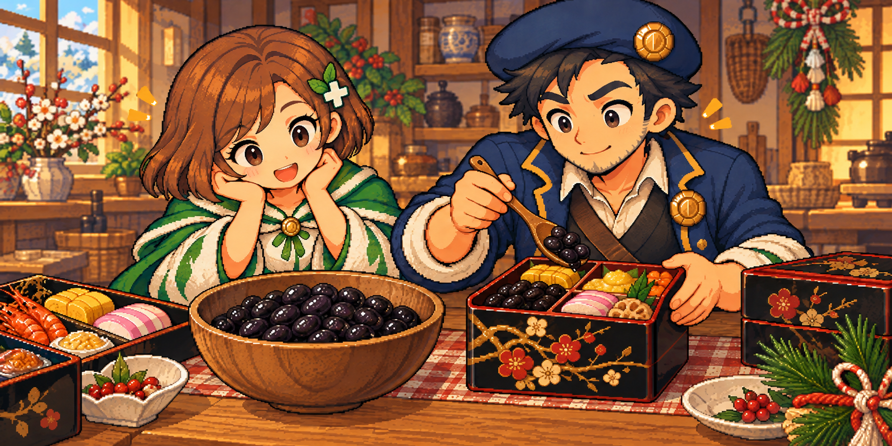 乾燥黒豆の食材紹介イラスト