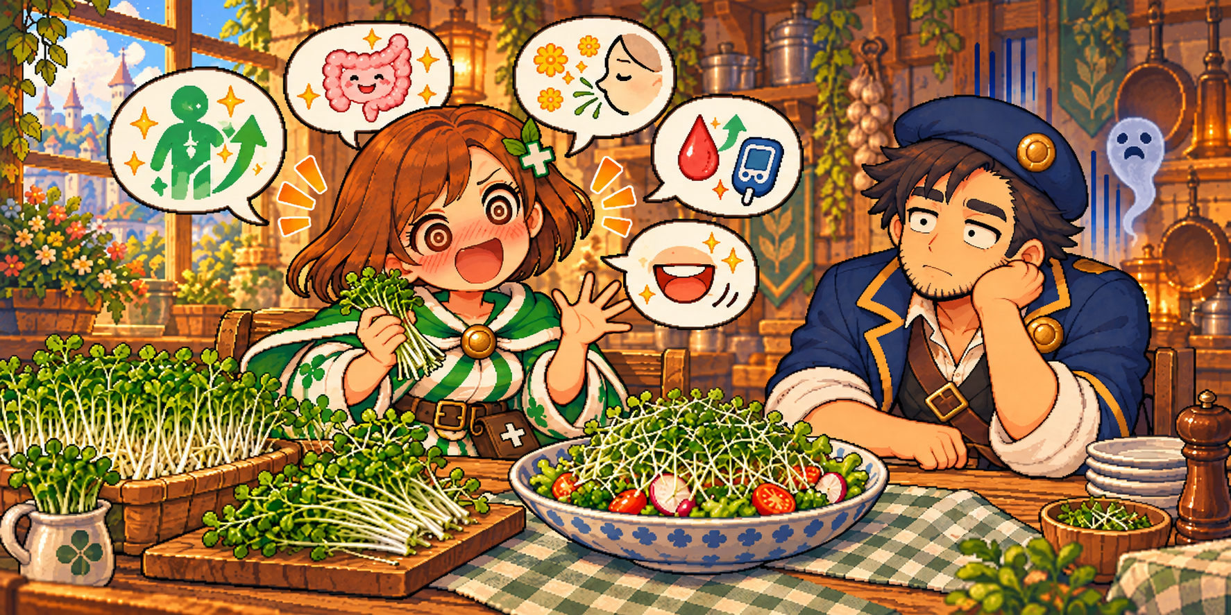 ブロッコリースプラウトの食材紹介イラスト