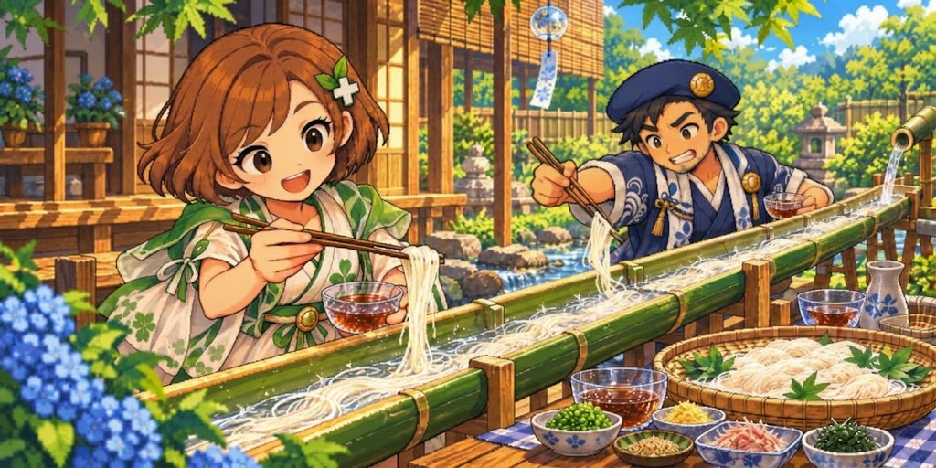 そうめんの食材紹介イラスト