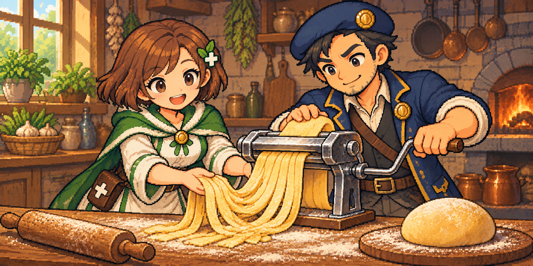 生パスタの食材紹介イラスト