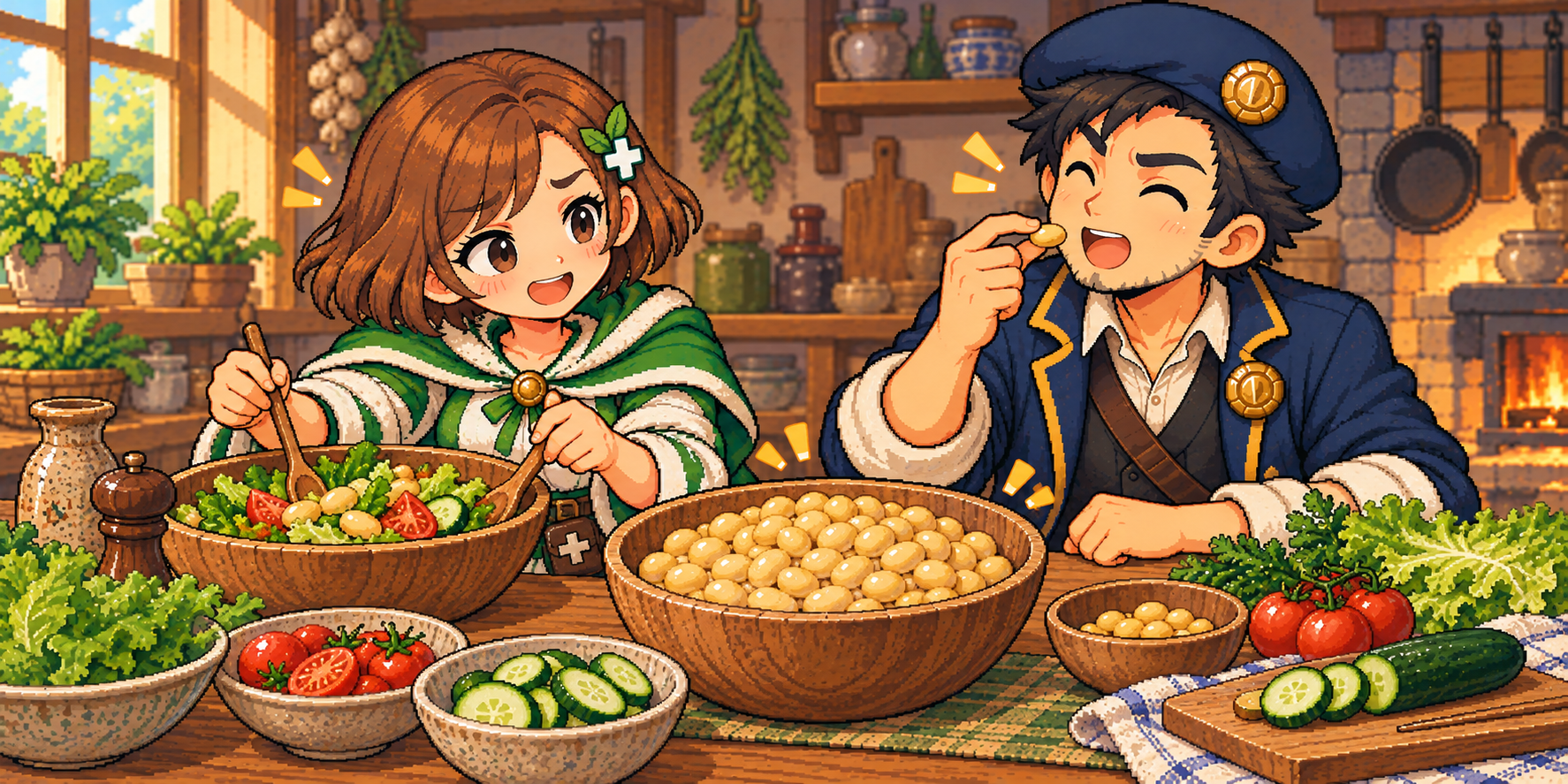 蒸し大豆の食材紹介イラスト