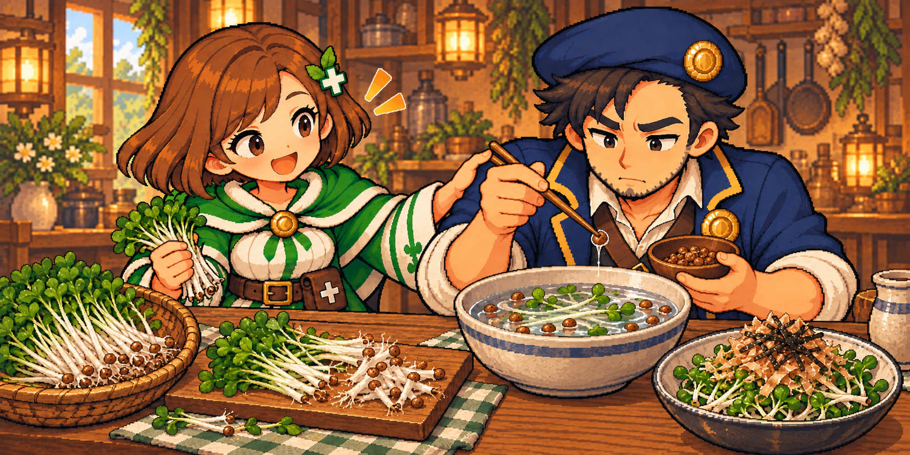 かいわれ大根の食材紹介イラスト