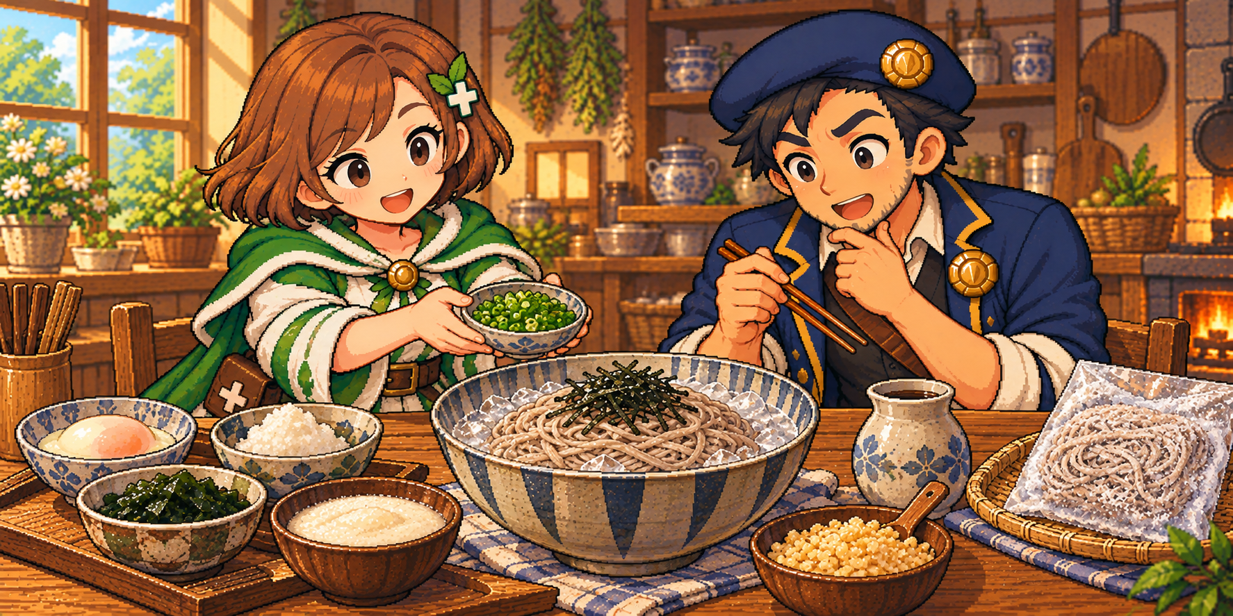 冷凍そばの食材紹介イラスト