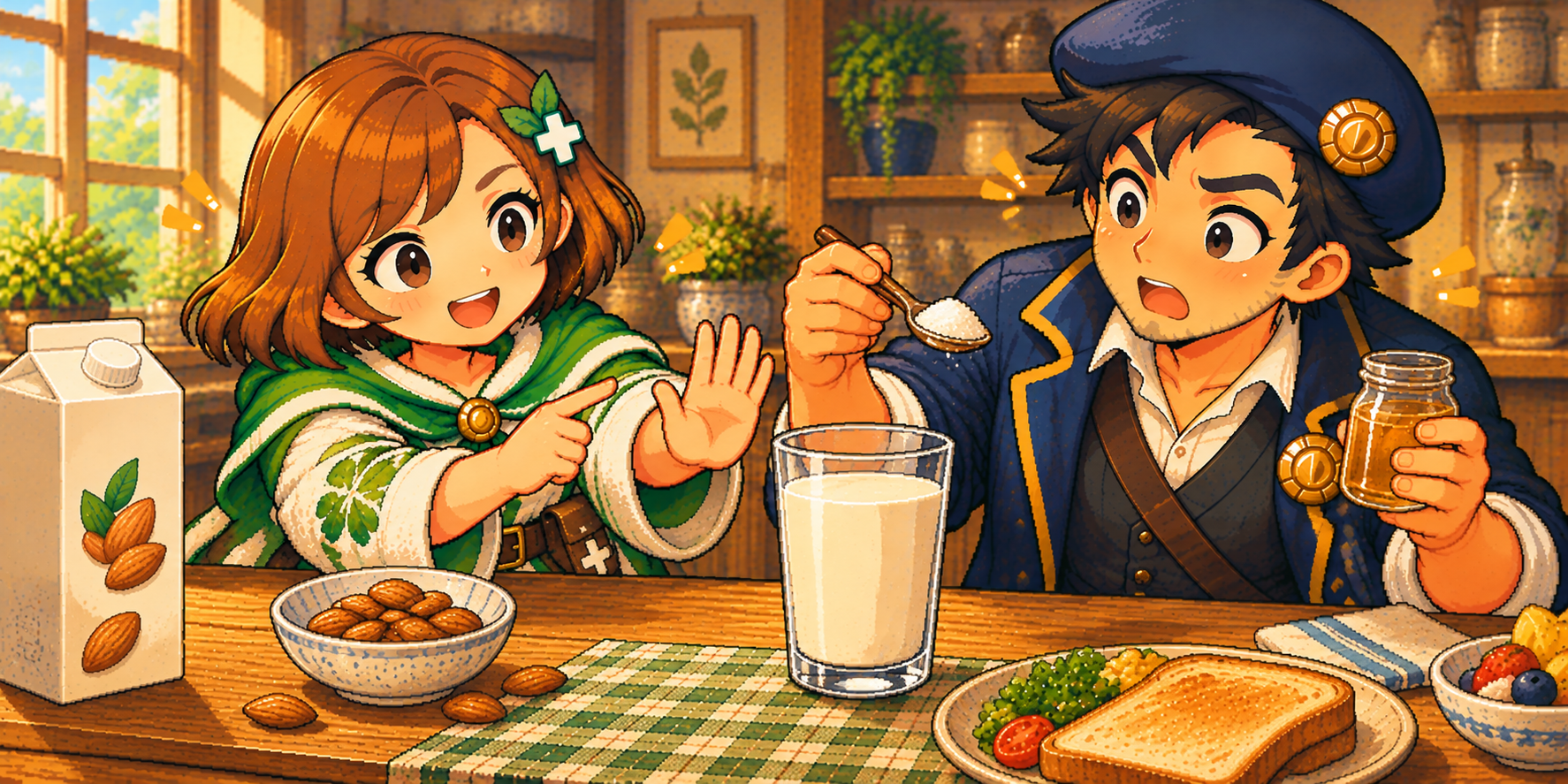 加糖・オリジナルアーモンドミルクの食材紹介イラスト