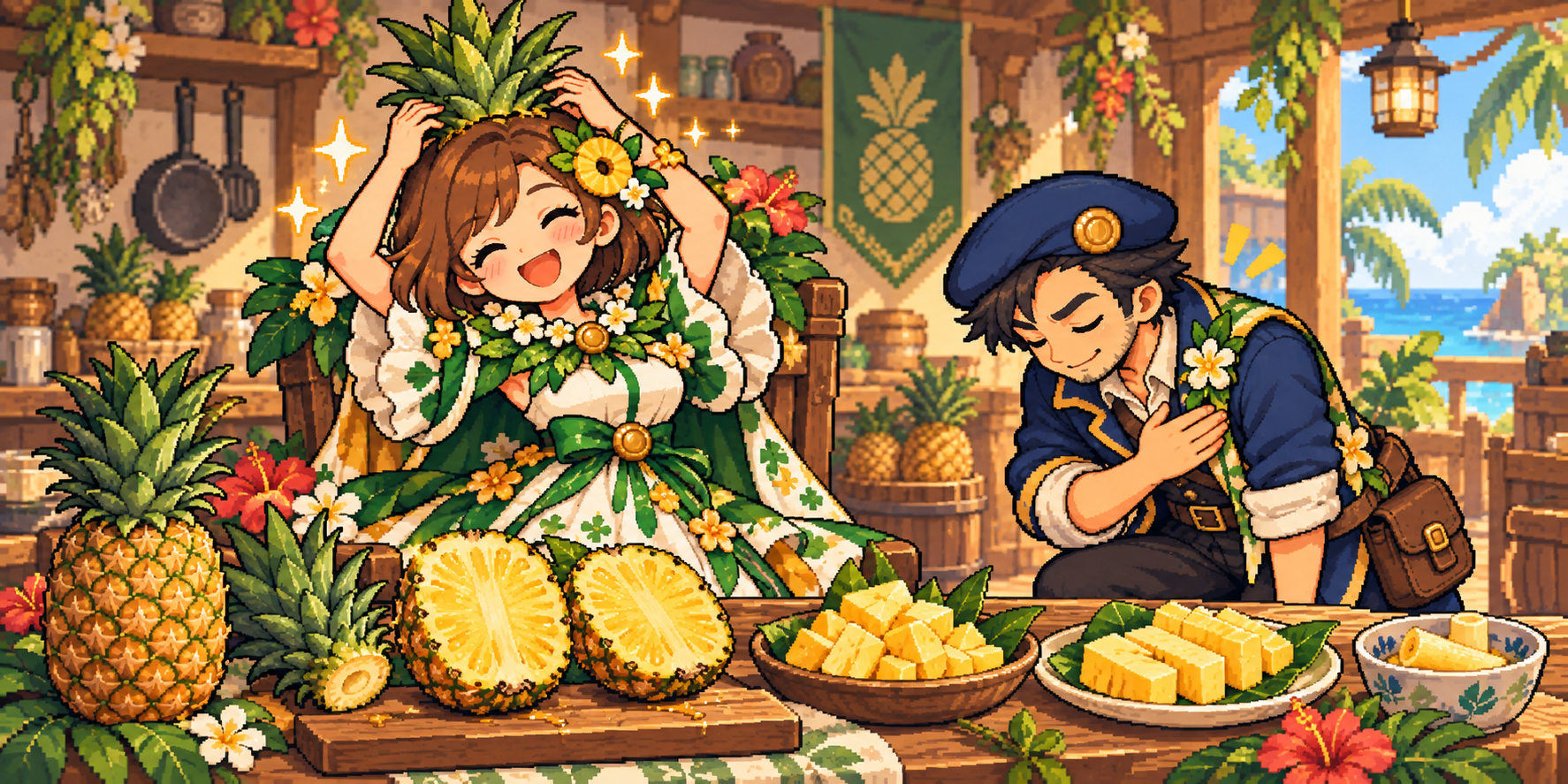 パイナップルの食材紹介イラスト