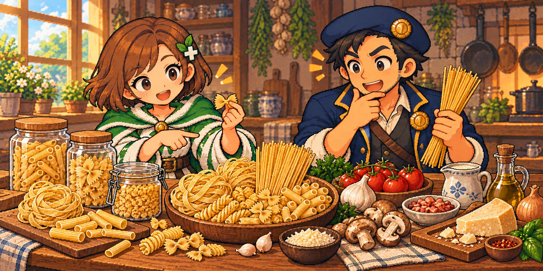 乾燥パスタの食材紹介イラスト