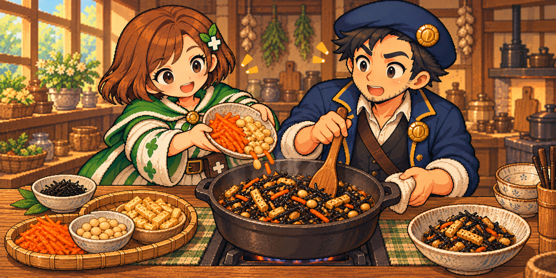 乾燥ひじきの食材紹介イラスト