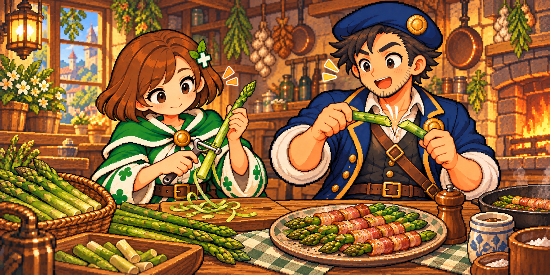 グリーンアスパラガスの食材紹介イラスト