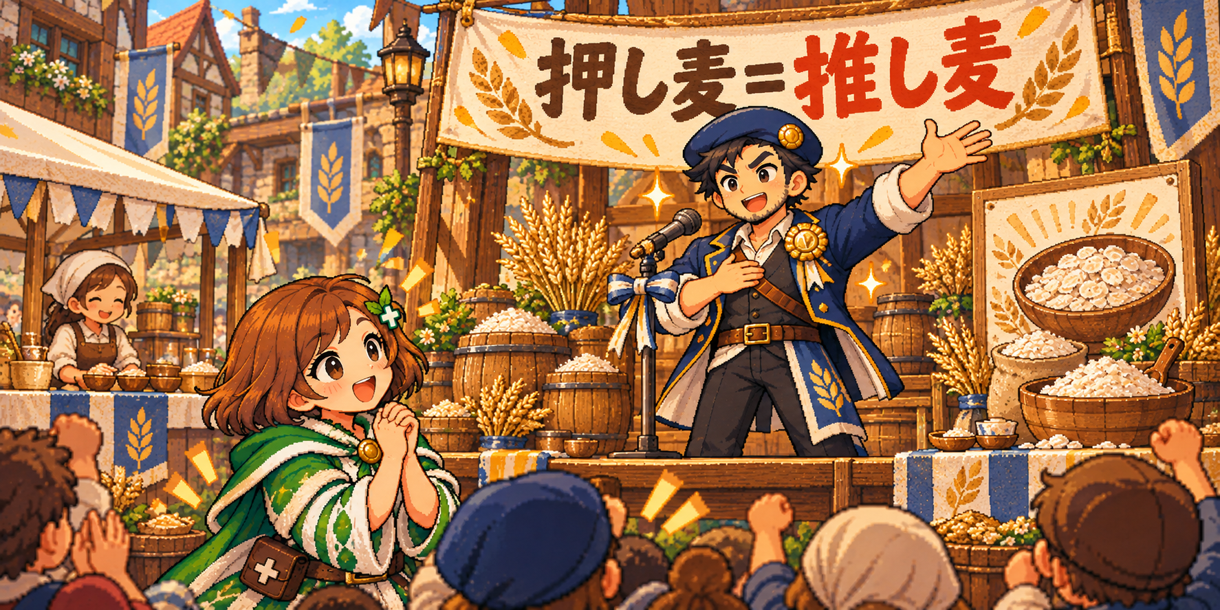 押し麦の食材紹介イラスト