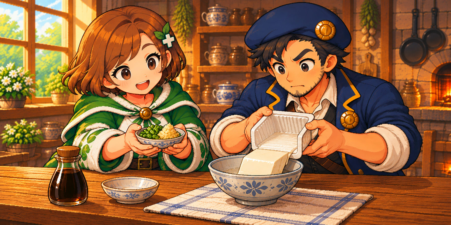 絹ごし豆腐の食材紹介イラスト
