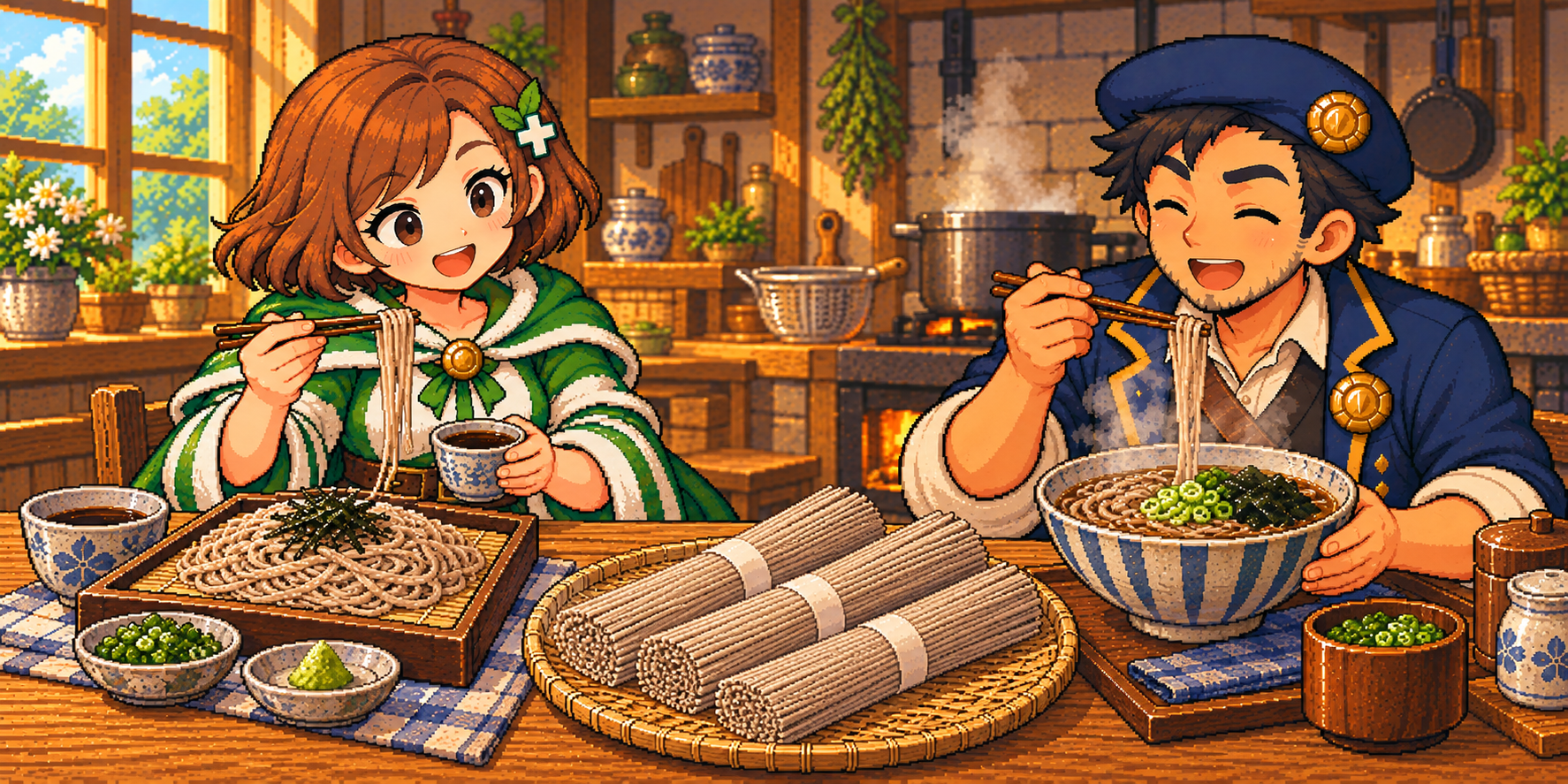 乾麺そばの食材紹介イラスト